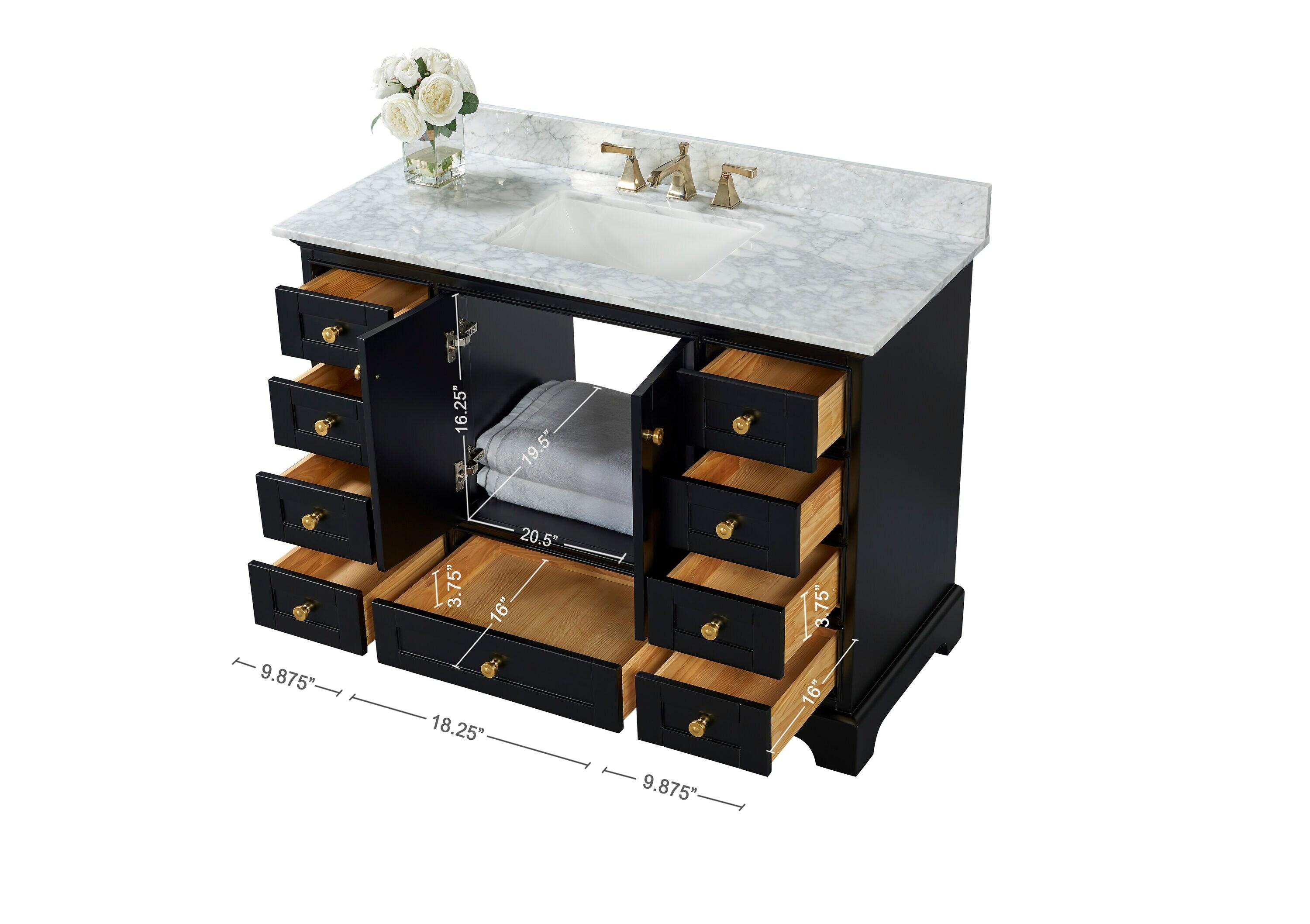 Varna 48'' Single Bathroom Vanity with Marble Top