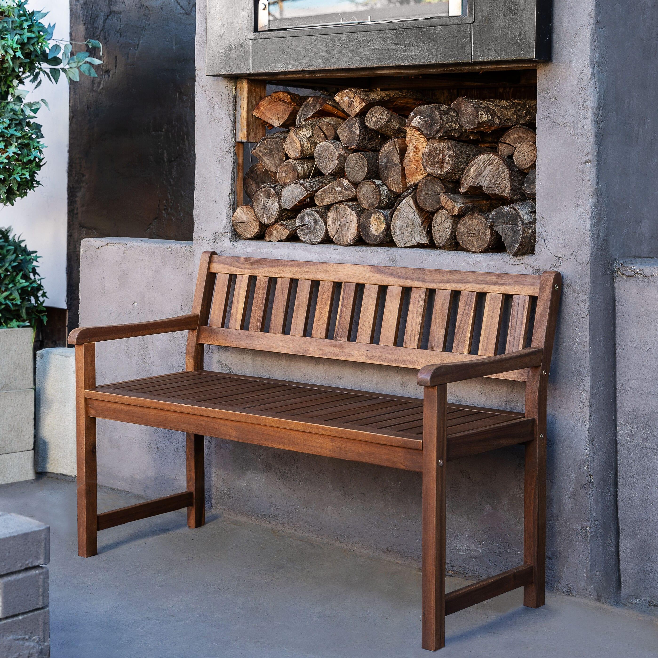 Linon Catalan Bench - Teak Finish