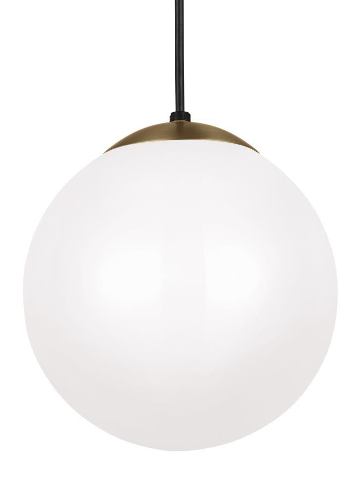 Leo Satin Brass 10" Smooth White Glass Globe Pendant Light