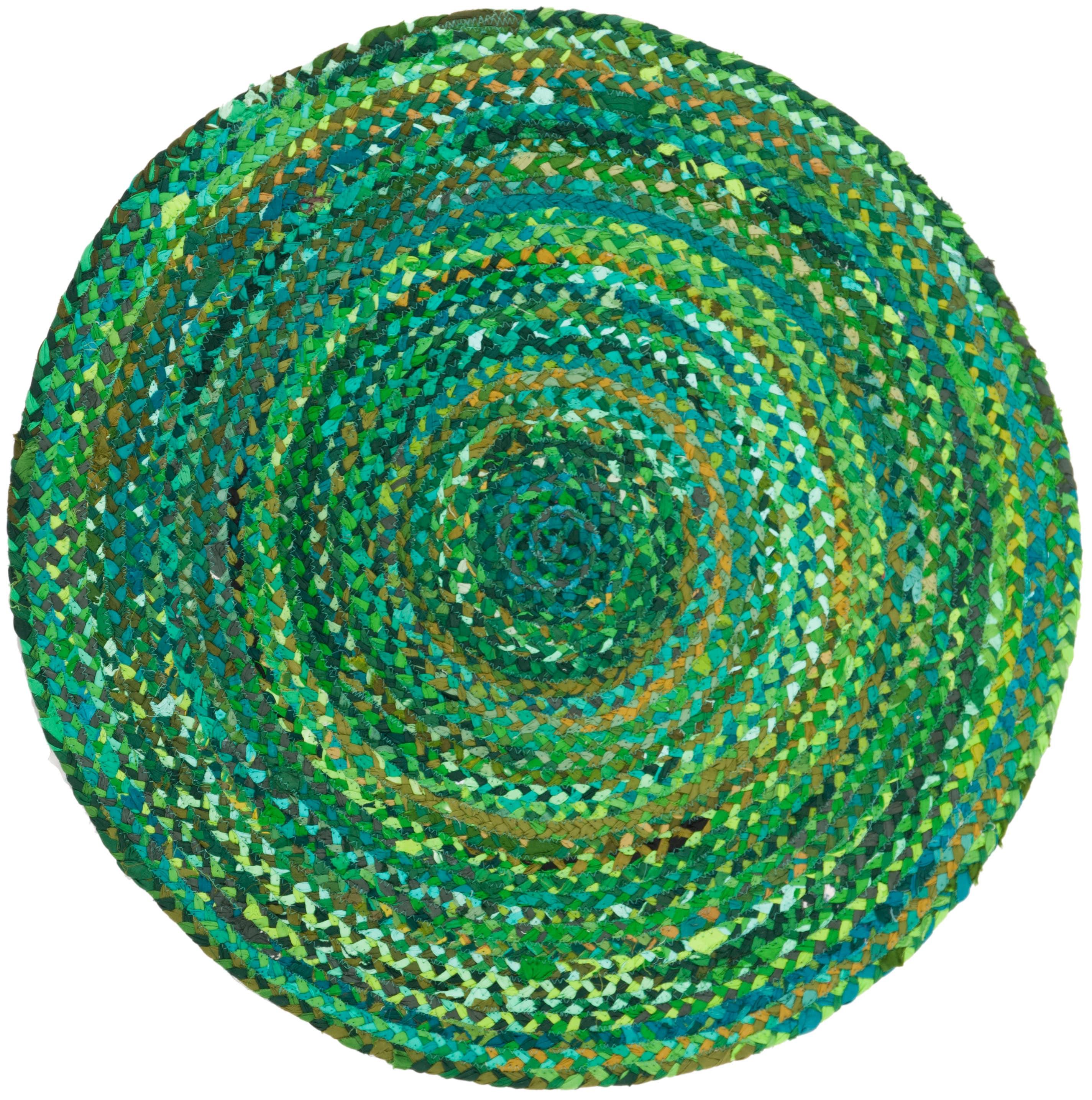 SAFAVIEH Braided Calvin Transitional Cotton Reversible Area Rug, Green, 3' x 3' Round