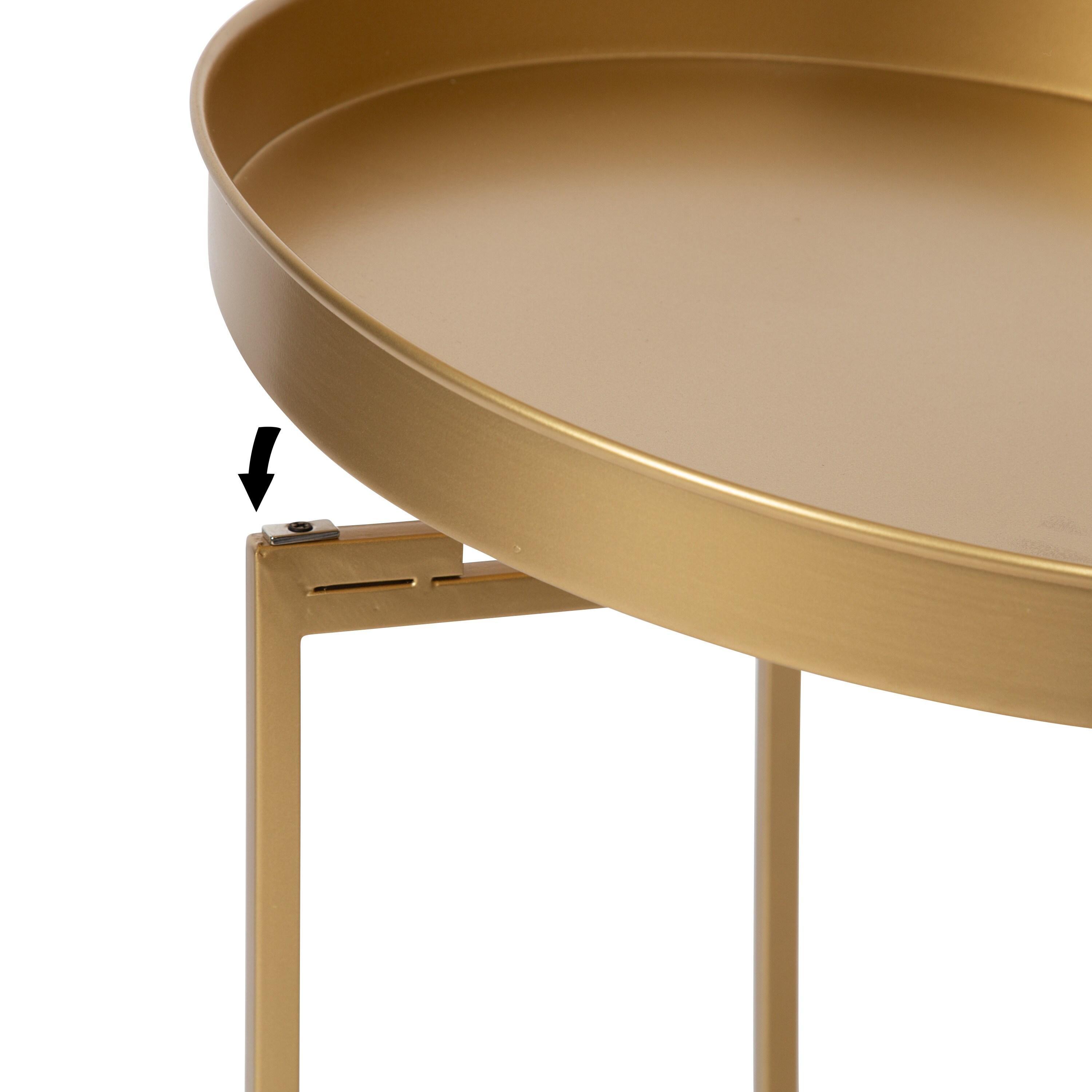 Kate and Laurel Celia Round Metal Side Table, 18.25x18.25x22, Gold