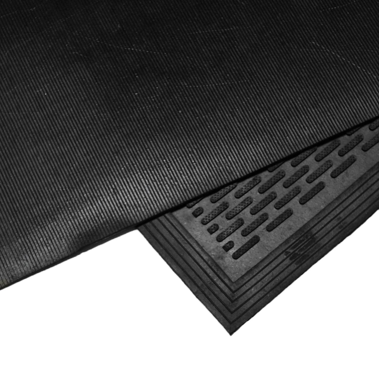 Rubber-Cal "Dura-Scraper Linear" Rubber Entrance Door Mat - Black