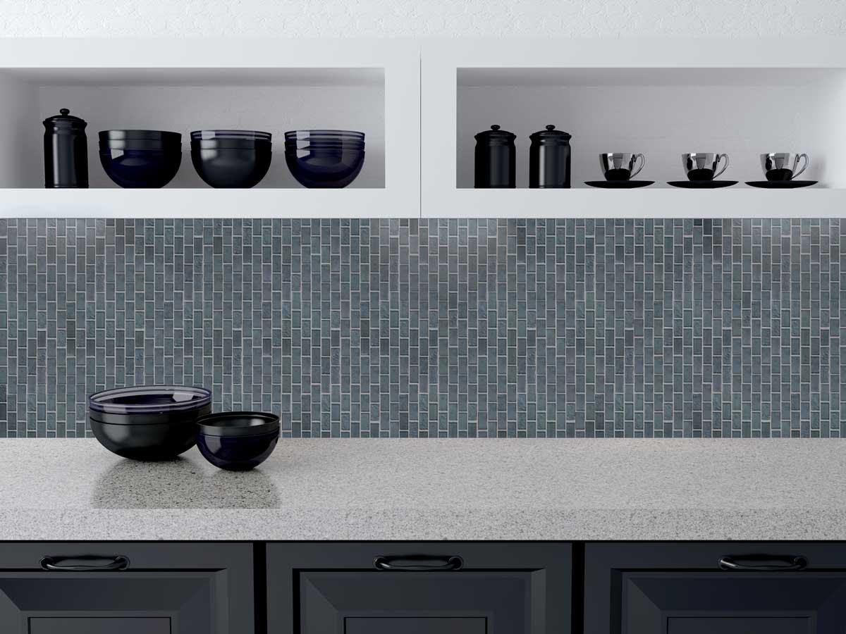 Landscape 1 in. x 2 in. Translucent Glass Plastic Face Mounted Brick Mosaic Designer Pool Tile