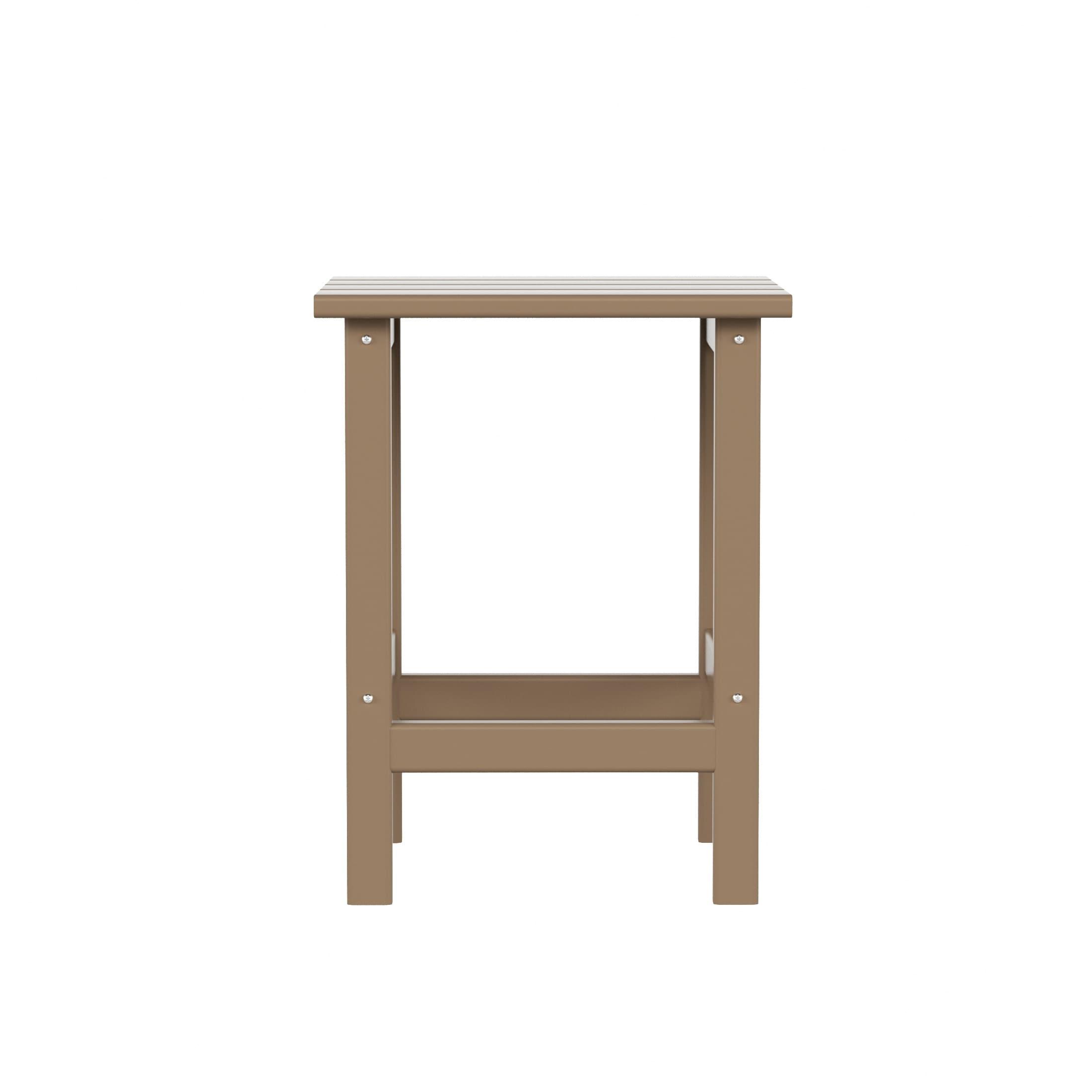 Polytrends  Laguna Hdpe All Weather Outdoor Patio Square Side Table Weathered Wood