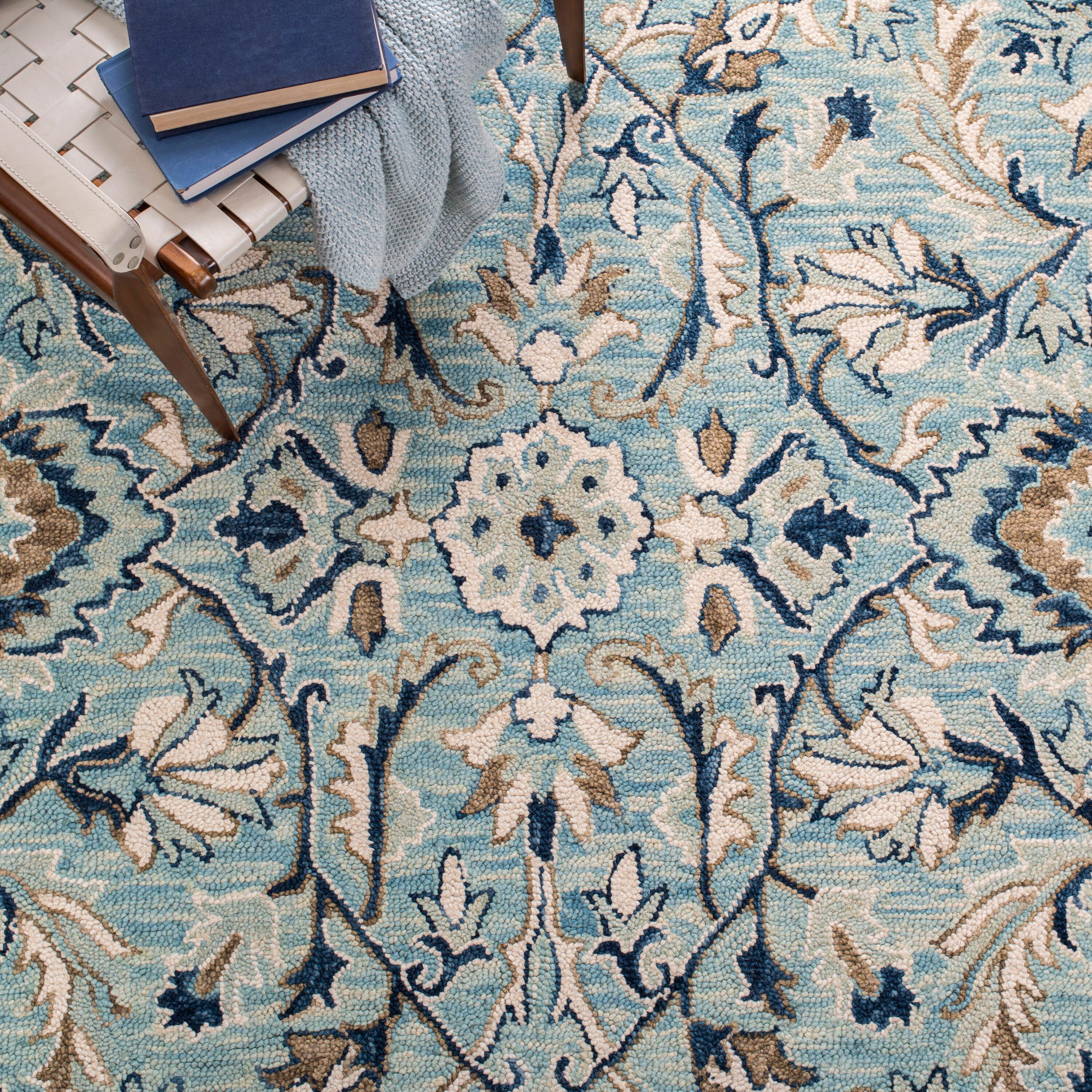 Blossom BLM457 Hand Tufted Area Rug - Blue/Ivory - 3'x5' - Safavieh.