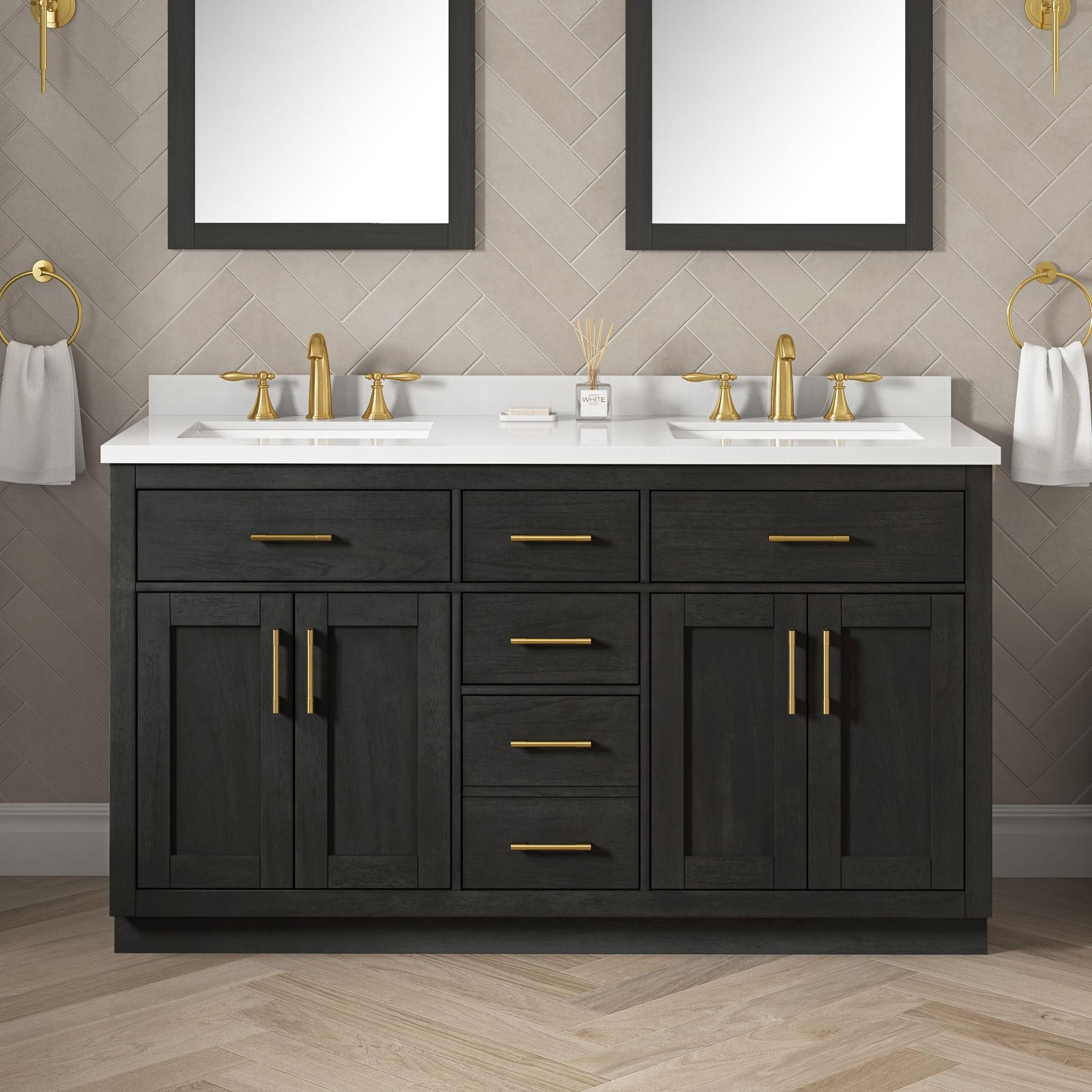 OVE Decors Bailey 60" Double Bathroom Vanity Set with Premium Countertop