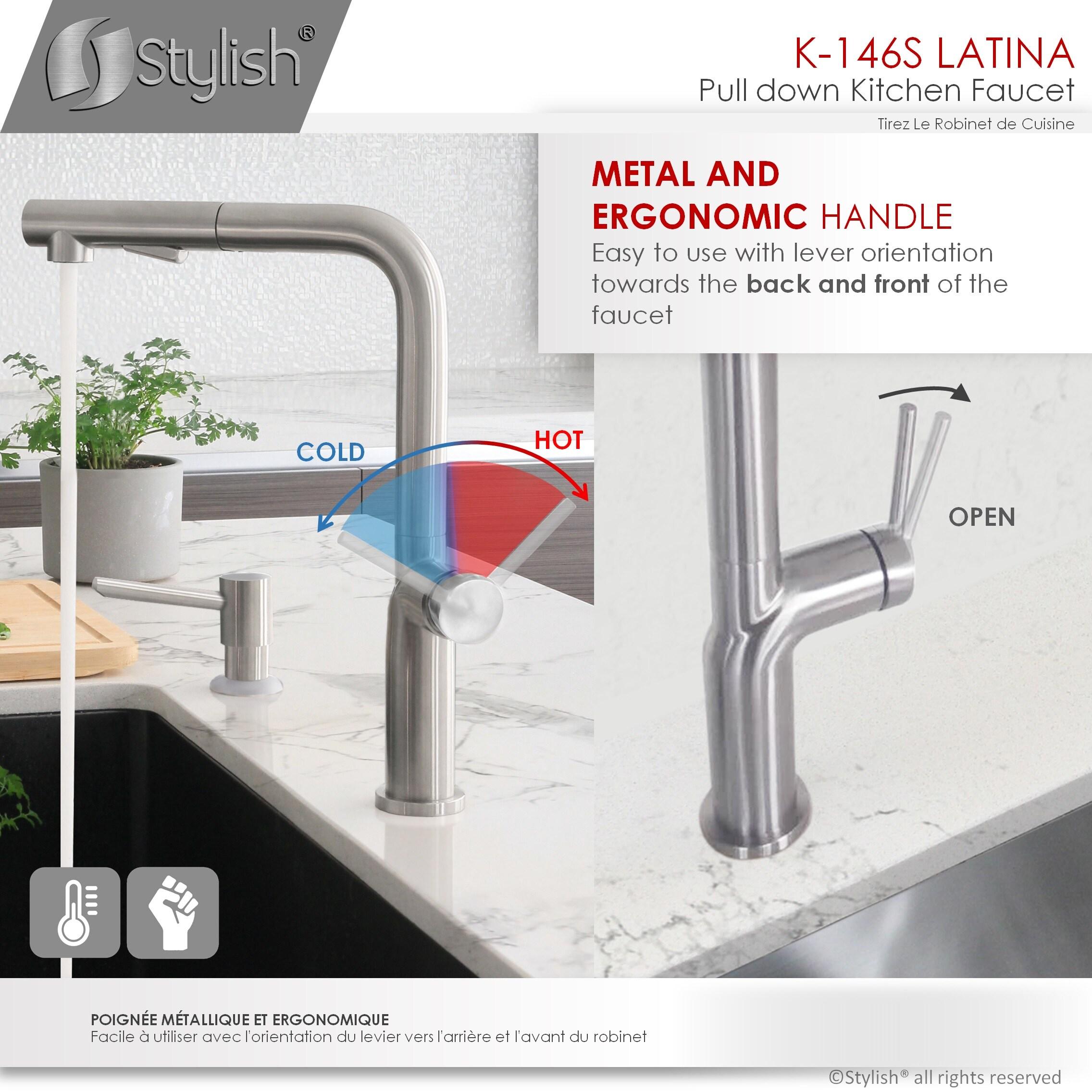 Modern Faucet Stylish Latina One-Handle Pull Down Kitchen Faucet