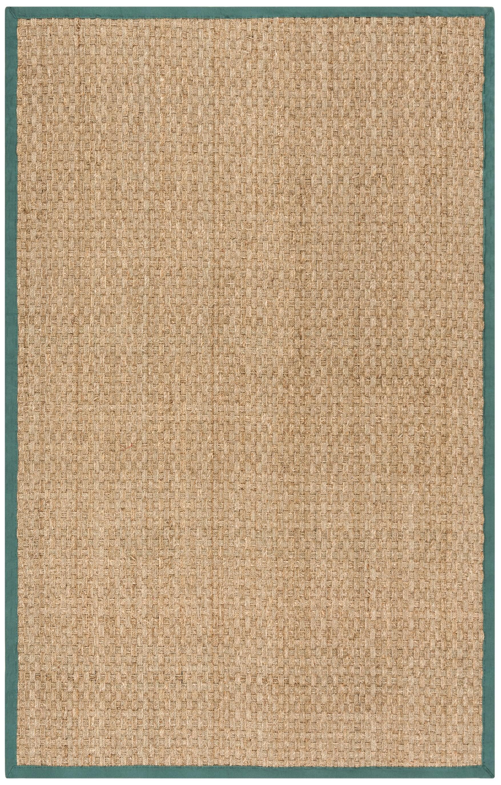 Natural and Light Blue Flat Woven Reversible Cotton Rug