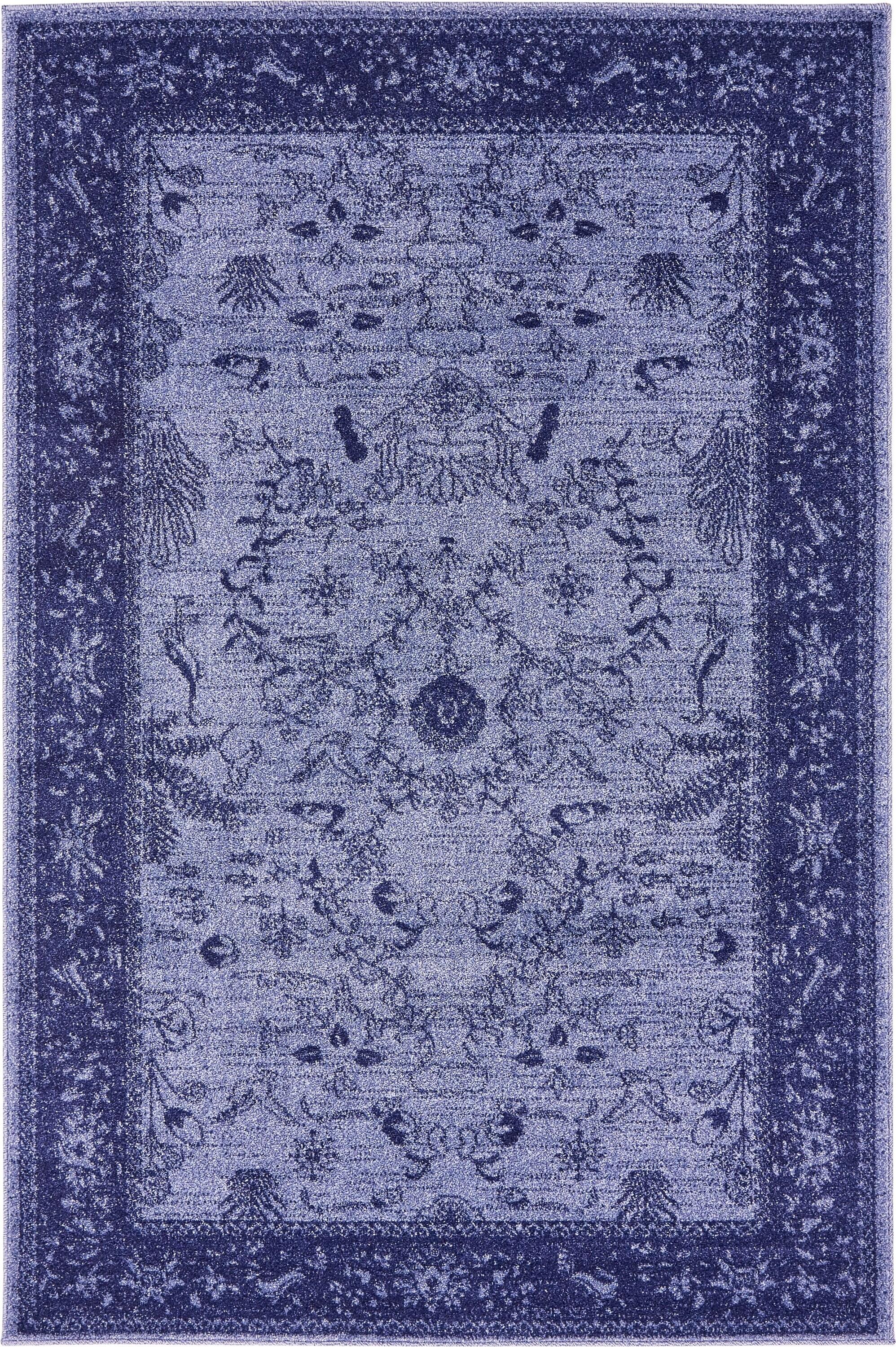 Unique Loom La Jolla Collection Area Rug - Floral (4' 1" x 6' 1" Rectangle Blue/Navy Blue)