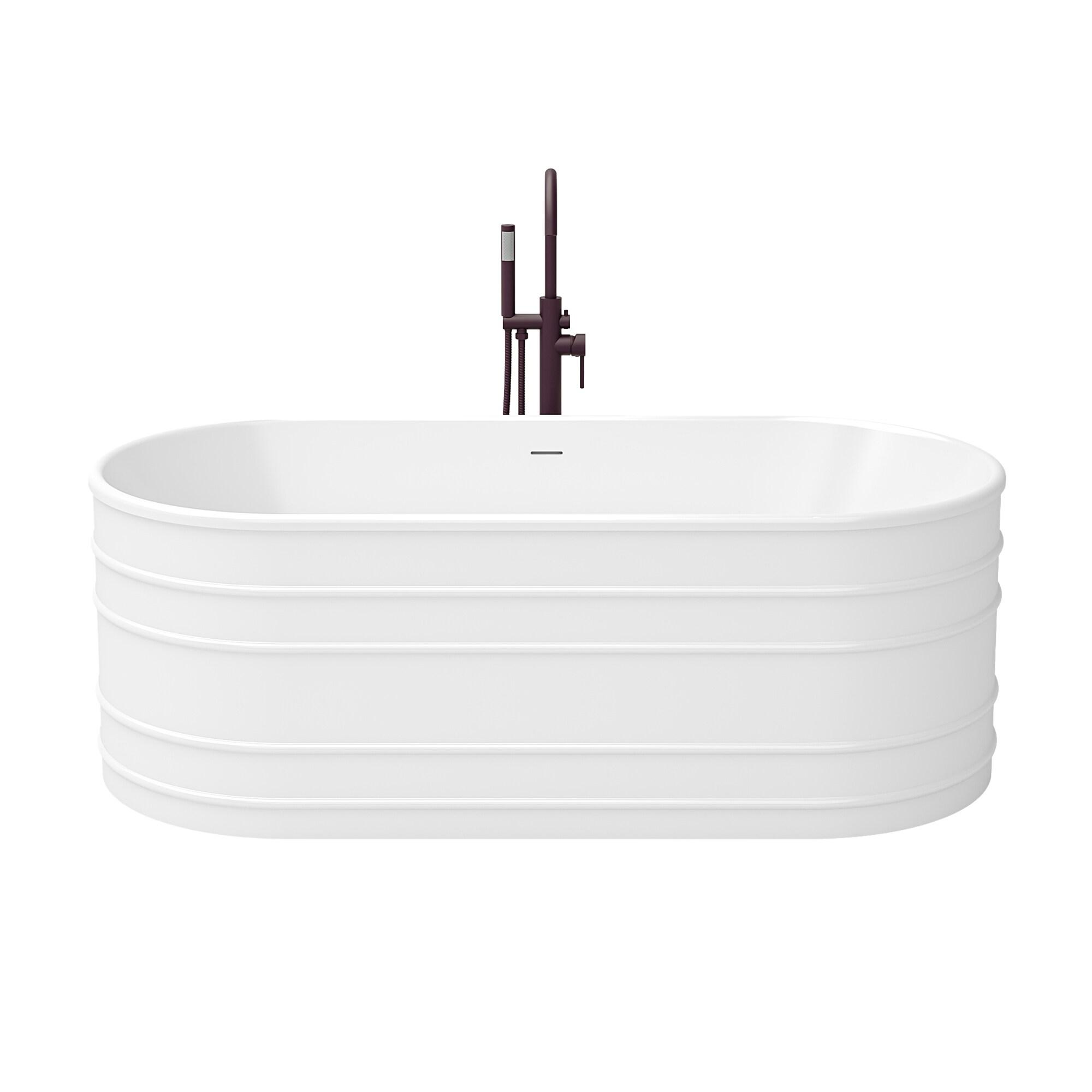 Infinity Z 67-inch White Acrylic Oval Freestanding Soaking Bathtub