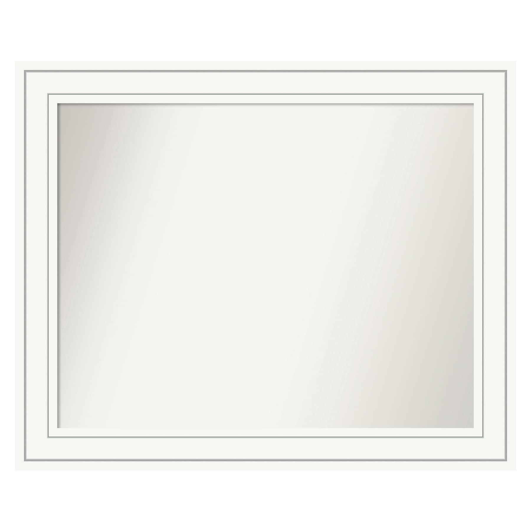 33" x 27" Non-Beveled Craftsman Wood Bathroom Wall Mirror White - Amanti Art: Modern Style, Wall Mounted, Includes Hardware