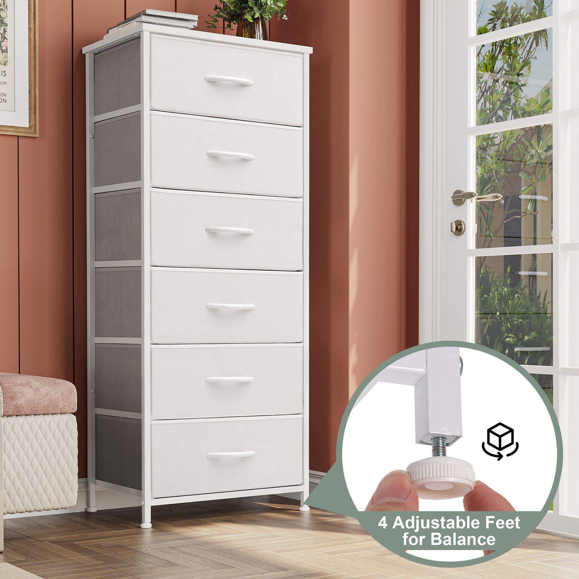 Crestlive Products 6 Drawers Vertical Dresser for Bedroom Storage Tower with Wood Top White