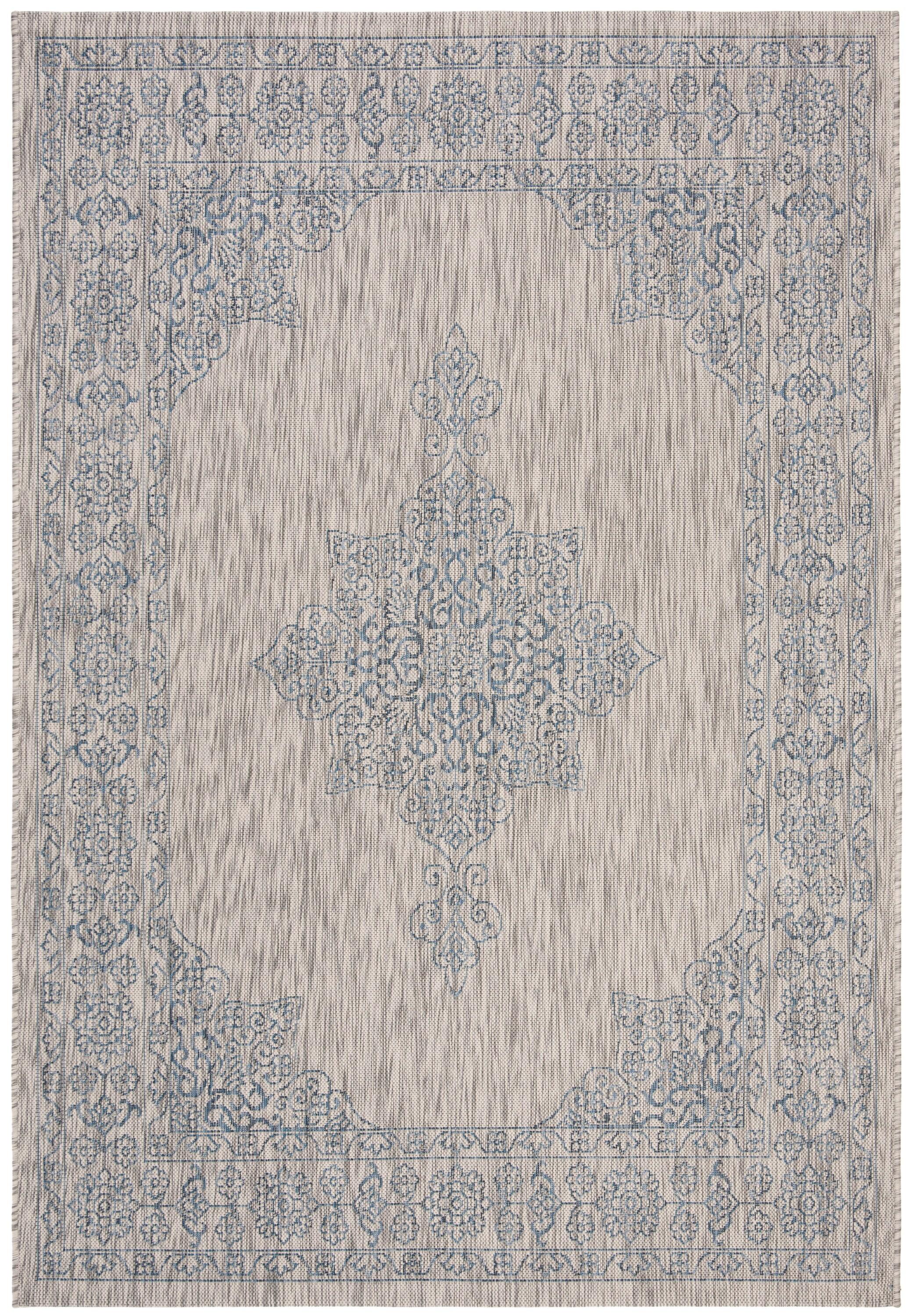 Courtyard CY8232 Power Loomed Indoor/Outdoor Area Rug - Grey/Navy - 8'9"x11'9" - Safavieh.