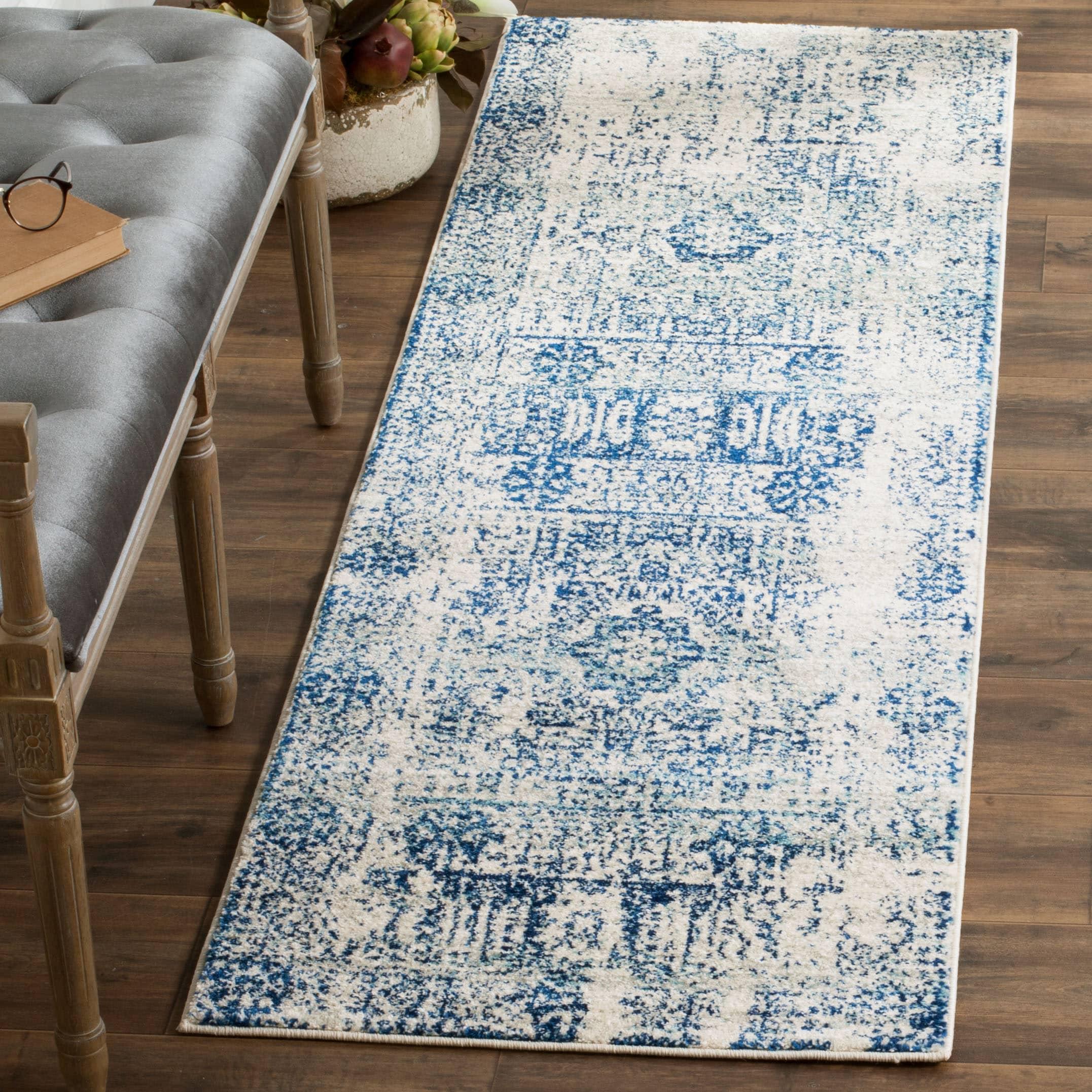 Evoke EVK260 Power Loomed Accent Rug - Ivory/Blue - 2'2"x5' - Safavieh.