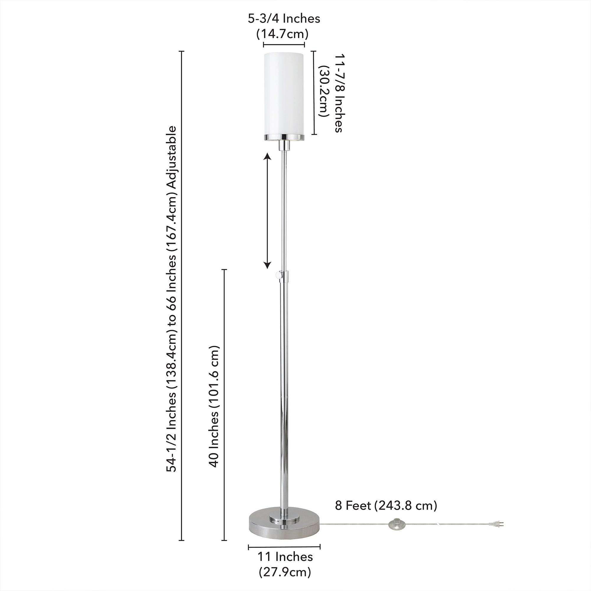 Henn&Hart 11" Polished Nickel Finish Metal/Glass Floor Lamp