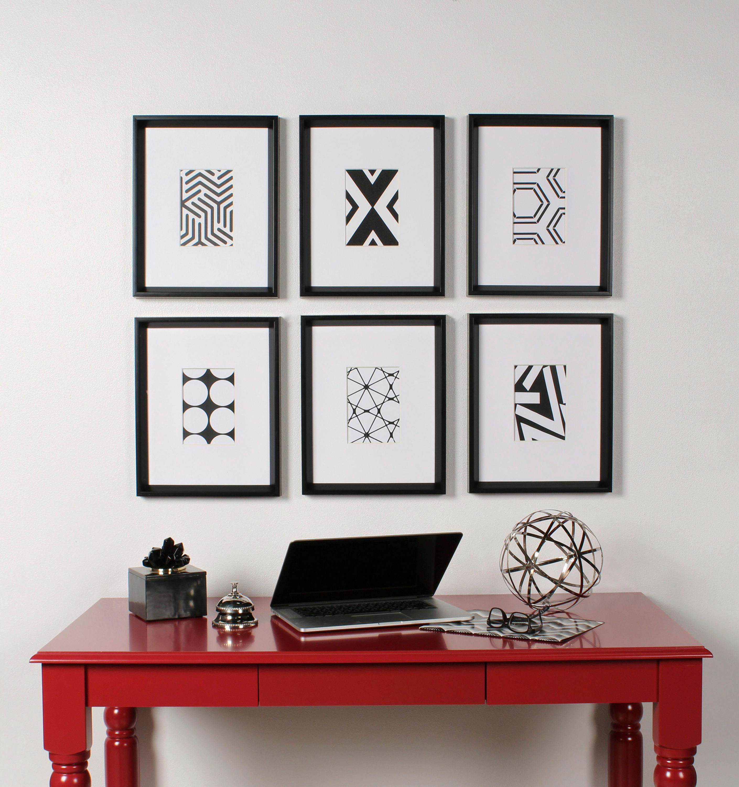 6pc 12" x 15" Calter Framed Print Art Set Black - Kate and Laurel