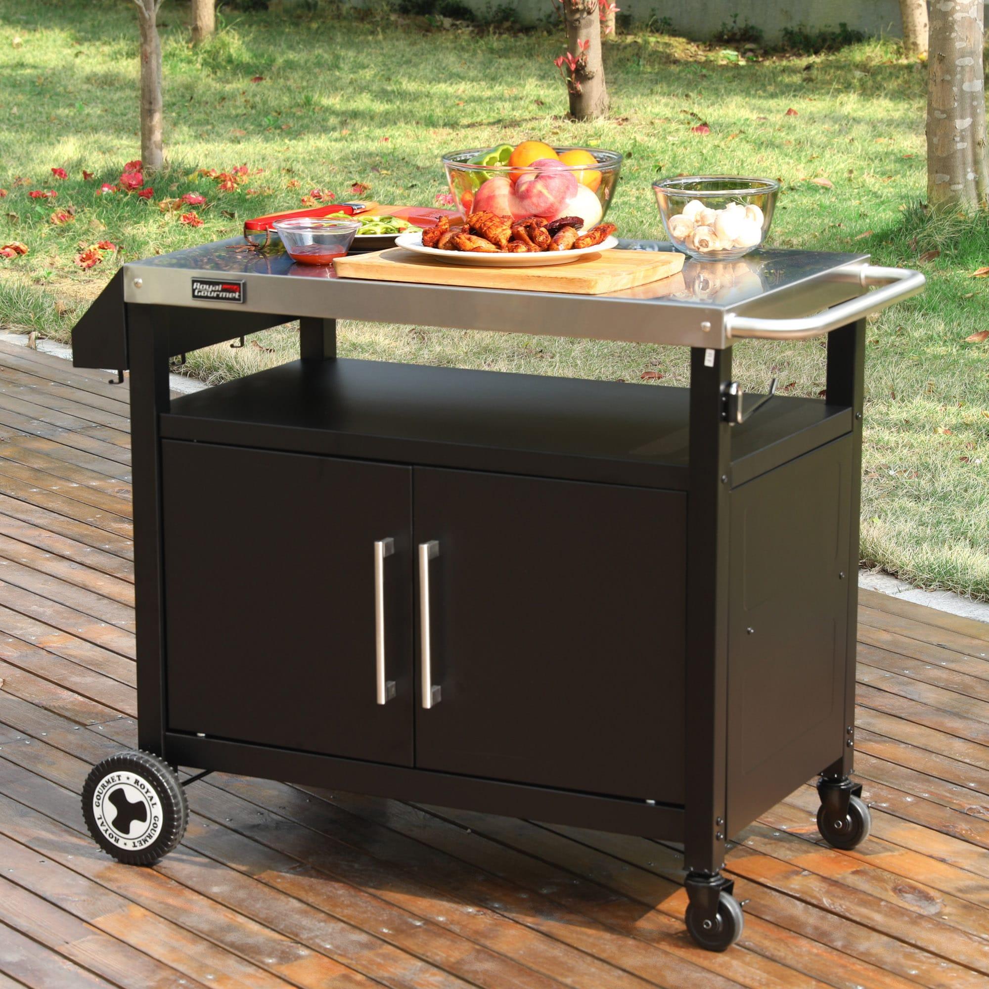 Royal Gourmet PC3403S Movable Kitchen Island Cart, Outdoor Grill Table, Grill Prep Table with Storage