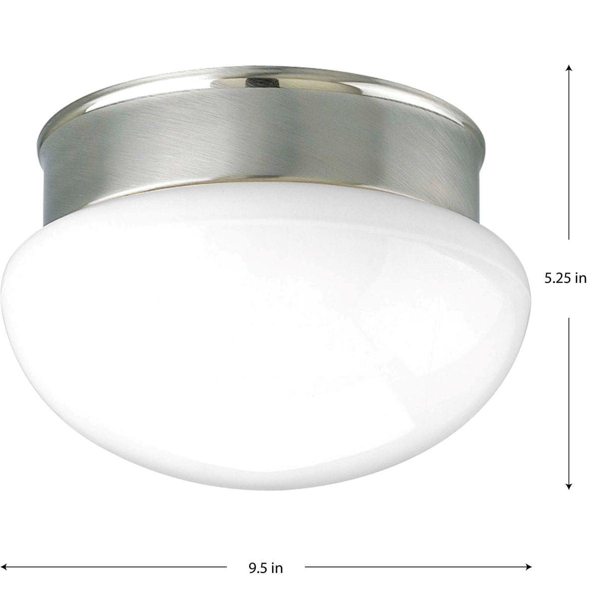 Progress Lighting, Fitter Collection, 2-Light Flush Mount, Brushed Nickel, White Glass Bowl