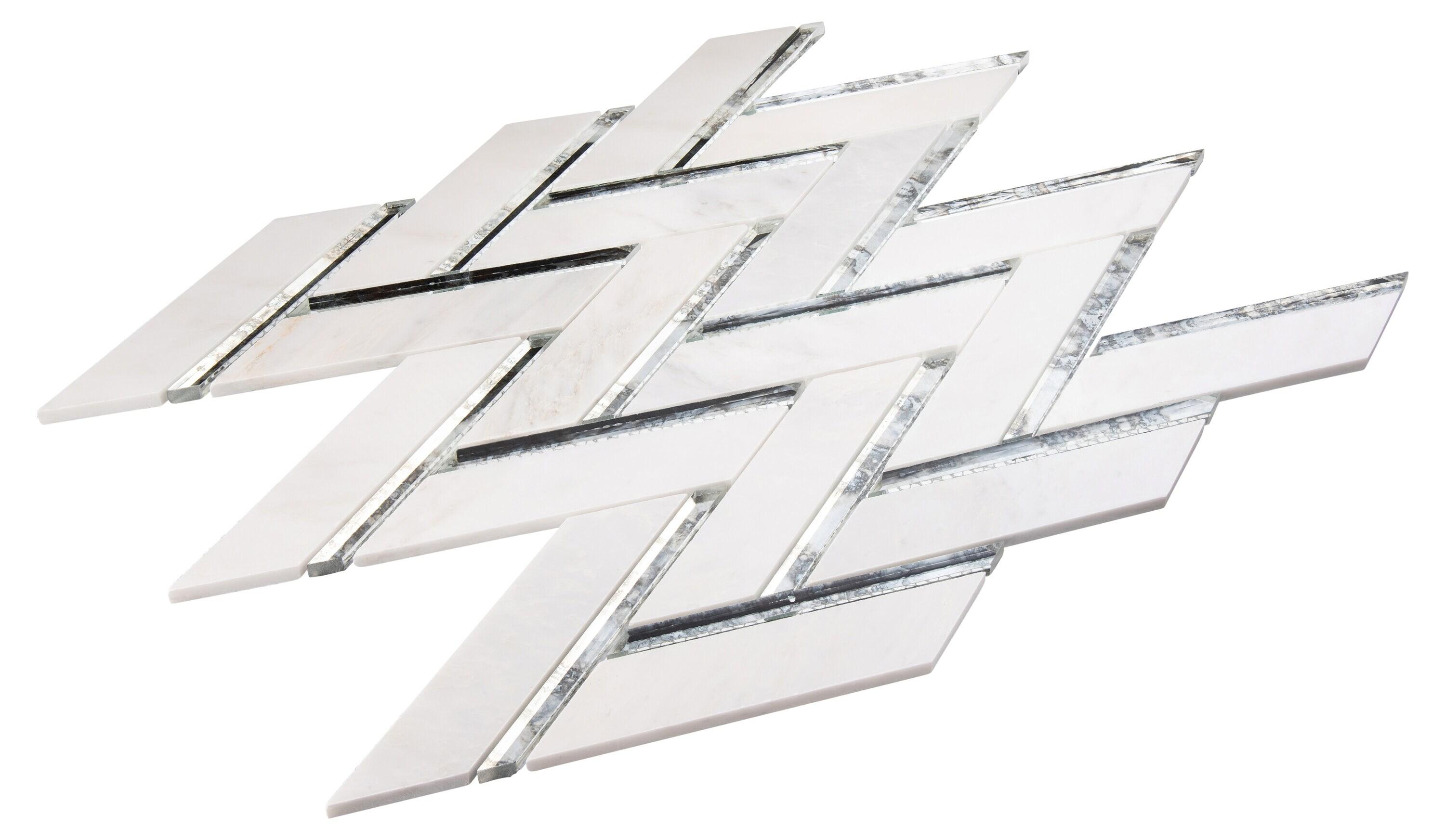 Skylar Stone and Mirror Glass Mosaic Shower Walls, Kitchen Backsplash, Wall and Floor Tile