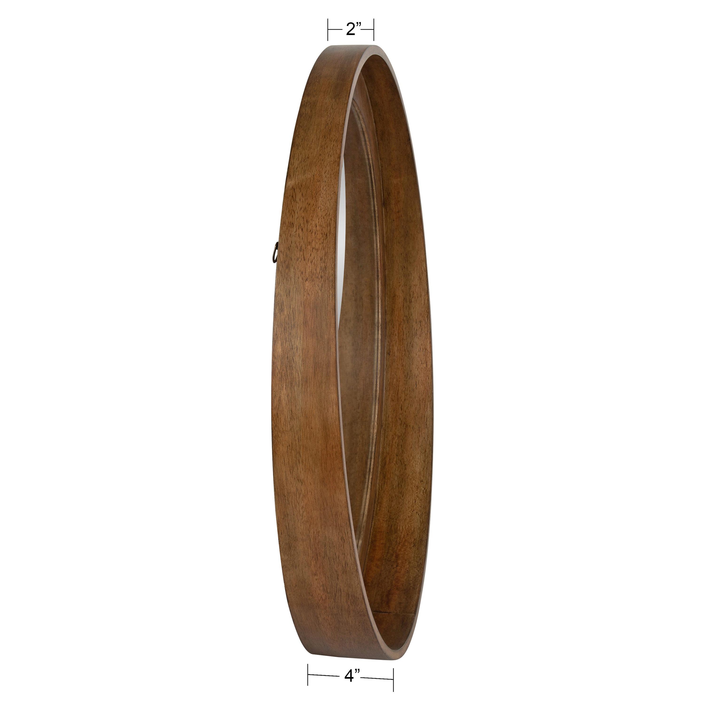 Kate and Laurel  Basking Wall Mirror with Shelf Walnut 30" Diameter