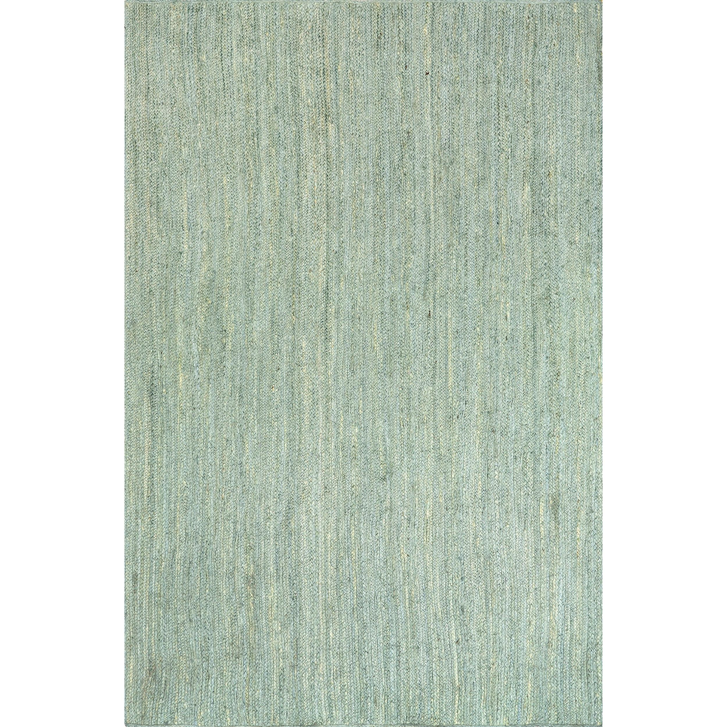 Nuloom 6x9 Rigo Jute Hand Woven Area Rug, Green, Solid Farmhouse Design, Natural Fiber Bedroom, Living Room, Kitchen