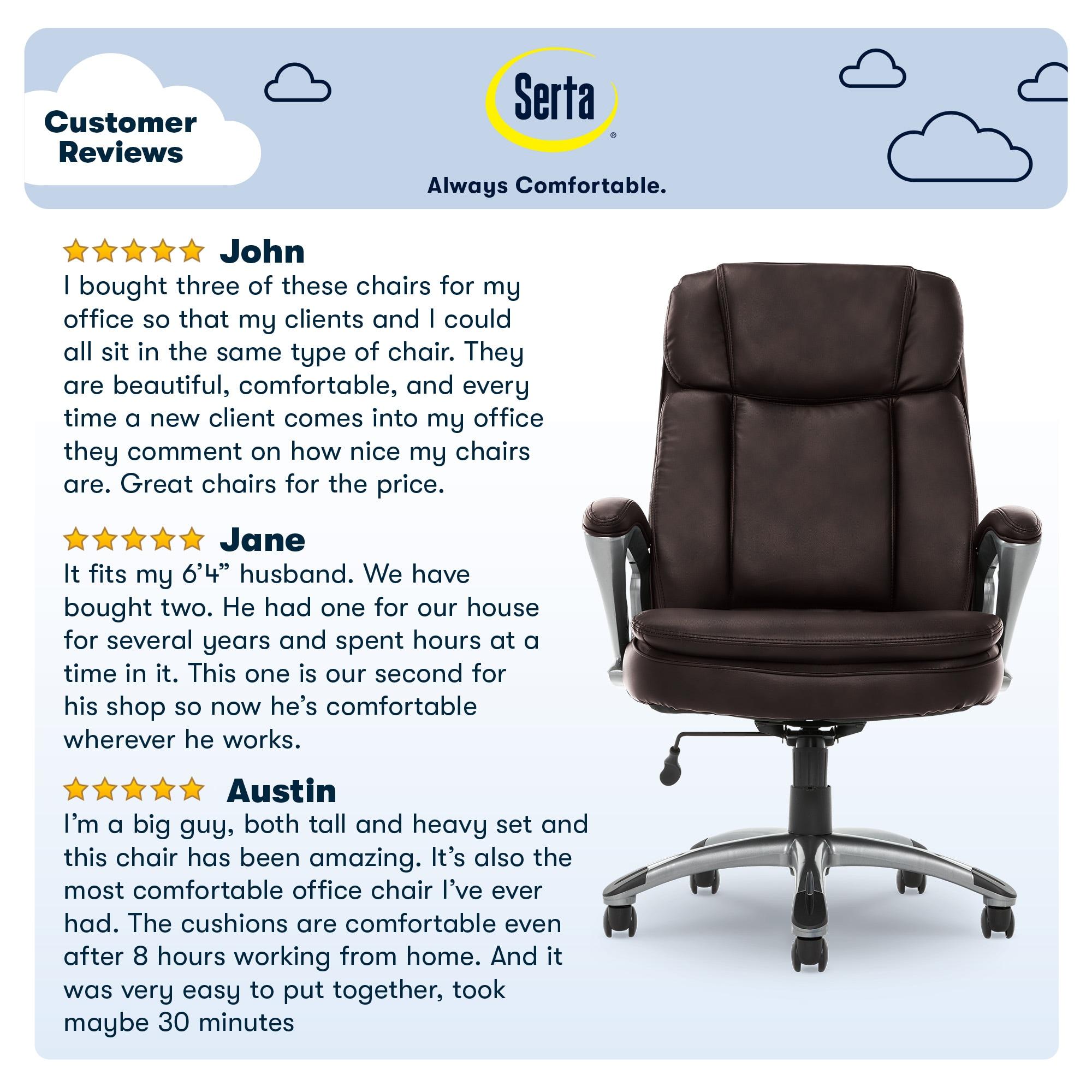 Serta Fairbanks Big and Tall High Back Executive Office and Gaming Chair with Layered Body Pillows