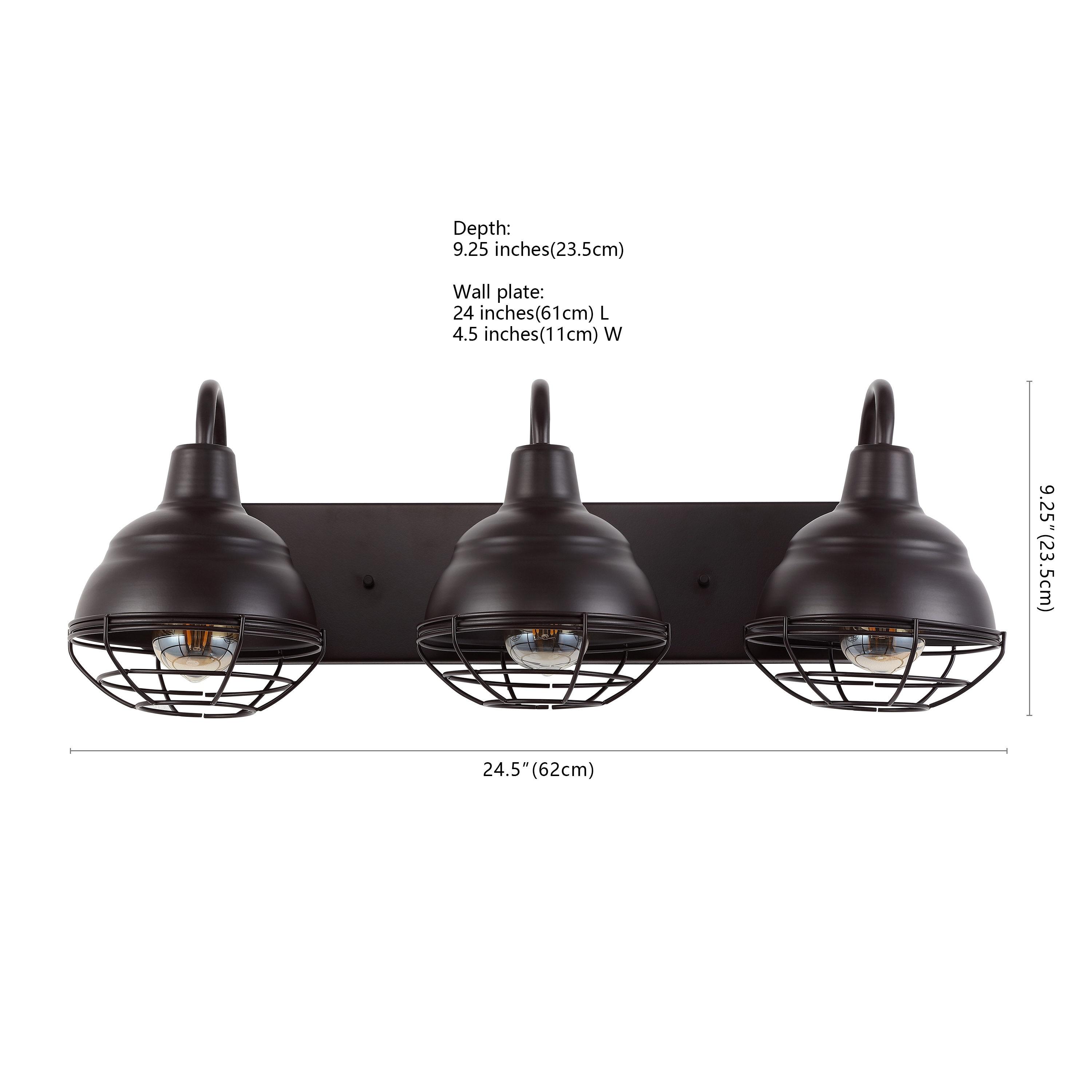 JONATHAN Y Levi 24.5" 3-Light Industrial Farmhouse Iron LED Vanity, Oil Rubbed Bronze