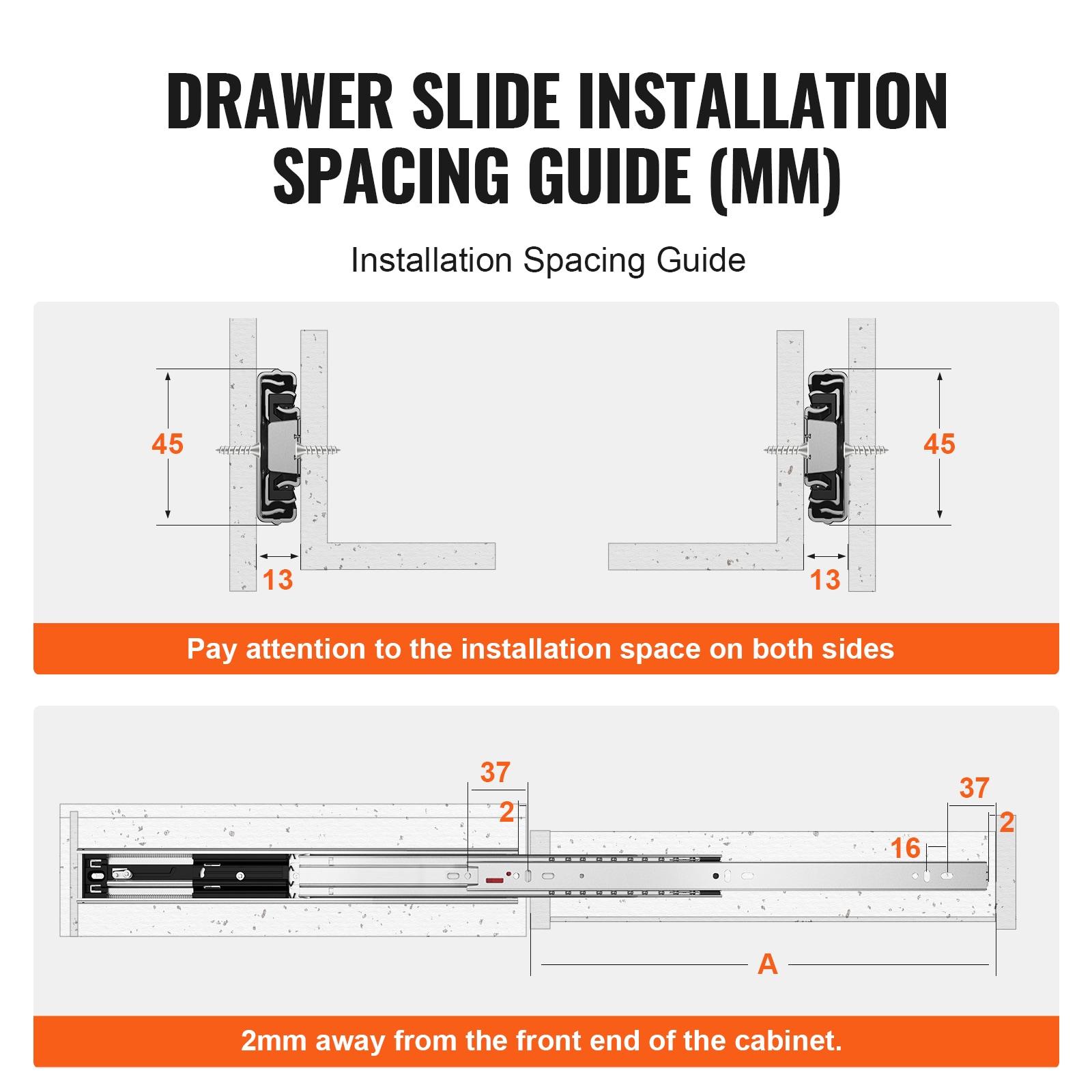 Full Extension 1.77'' Soft Close Side Mount Metal Drawer Slide (Set of 10)