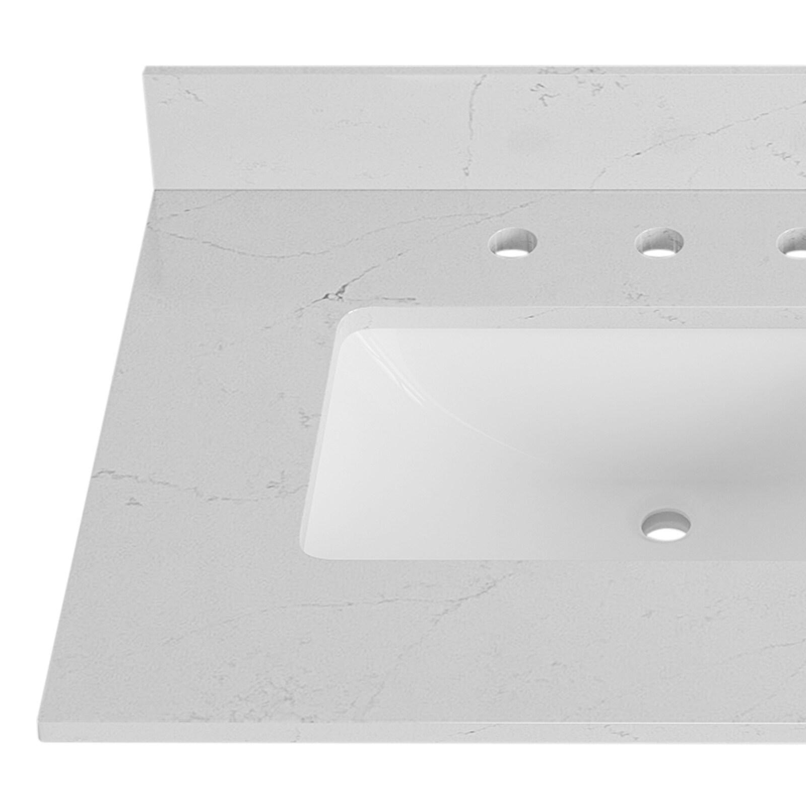 61'' Rectangular Double Sinks Vanity Top in White