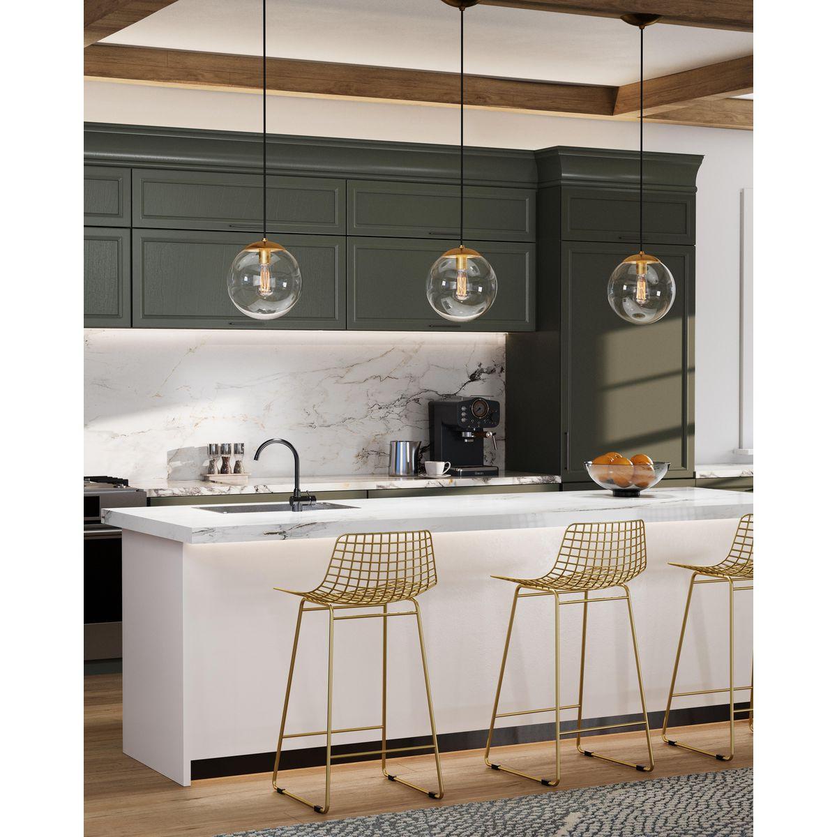 Progress Lighting Atwell 1-Light Glass Globe Pendant, Brushed Nickel, Clear Glass Shade