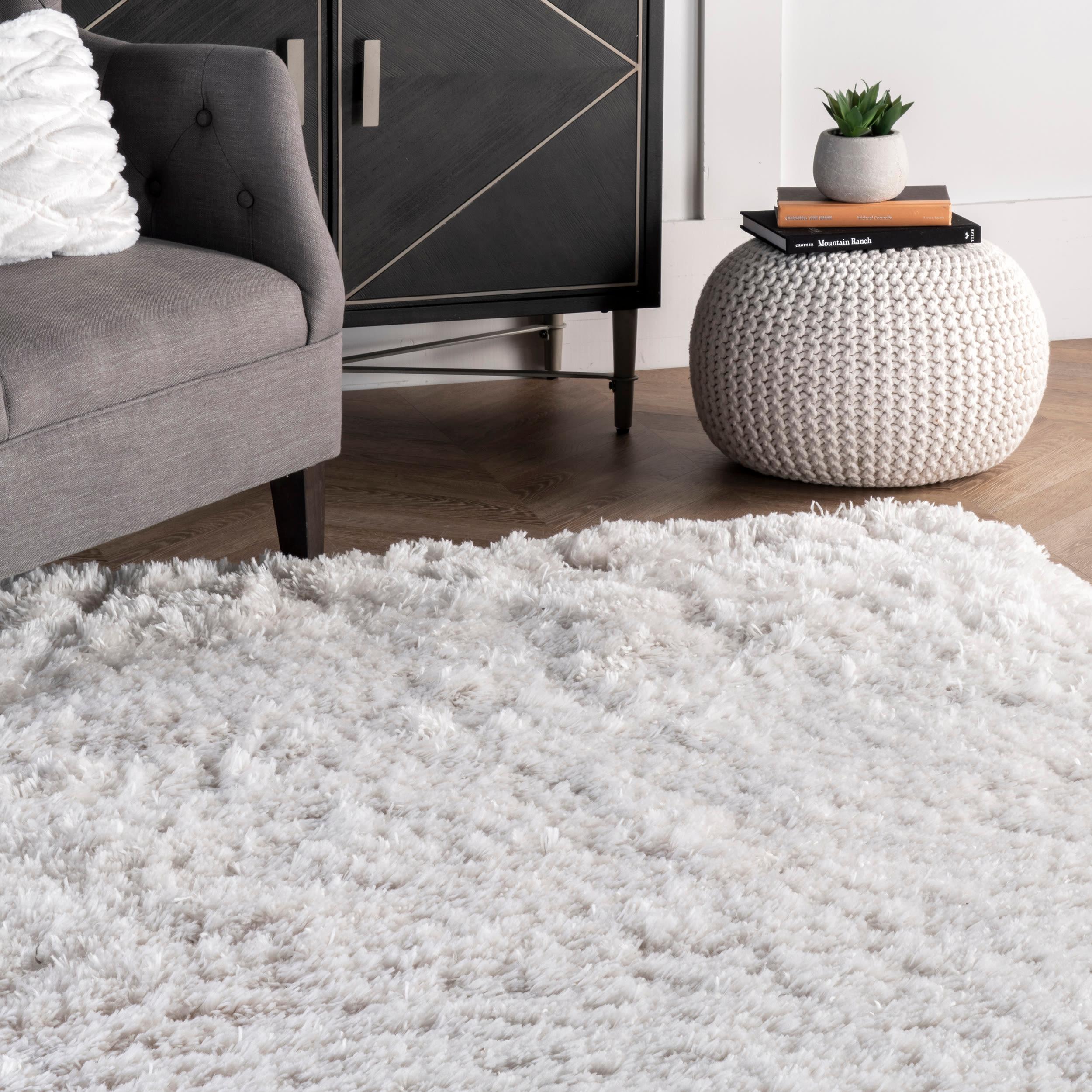 4'x6' Hand Tufted Kristan Shag Area Rug Ivory - nuLOOM: Contemporary High Pile, Skid-Resistant, Indoor Use