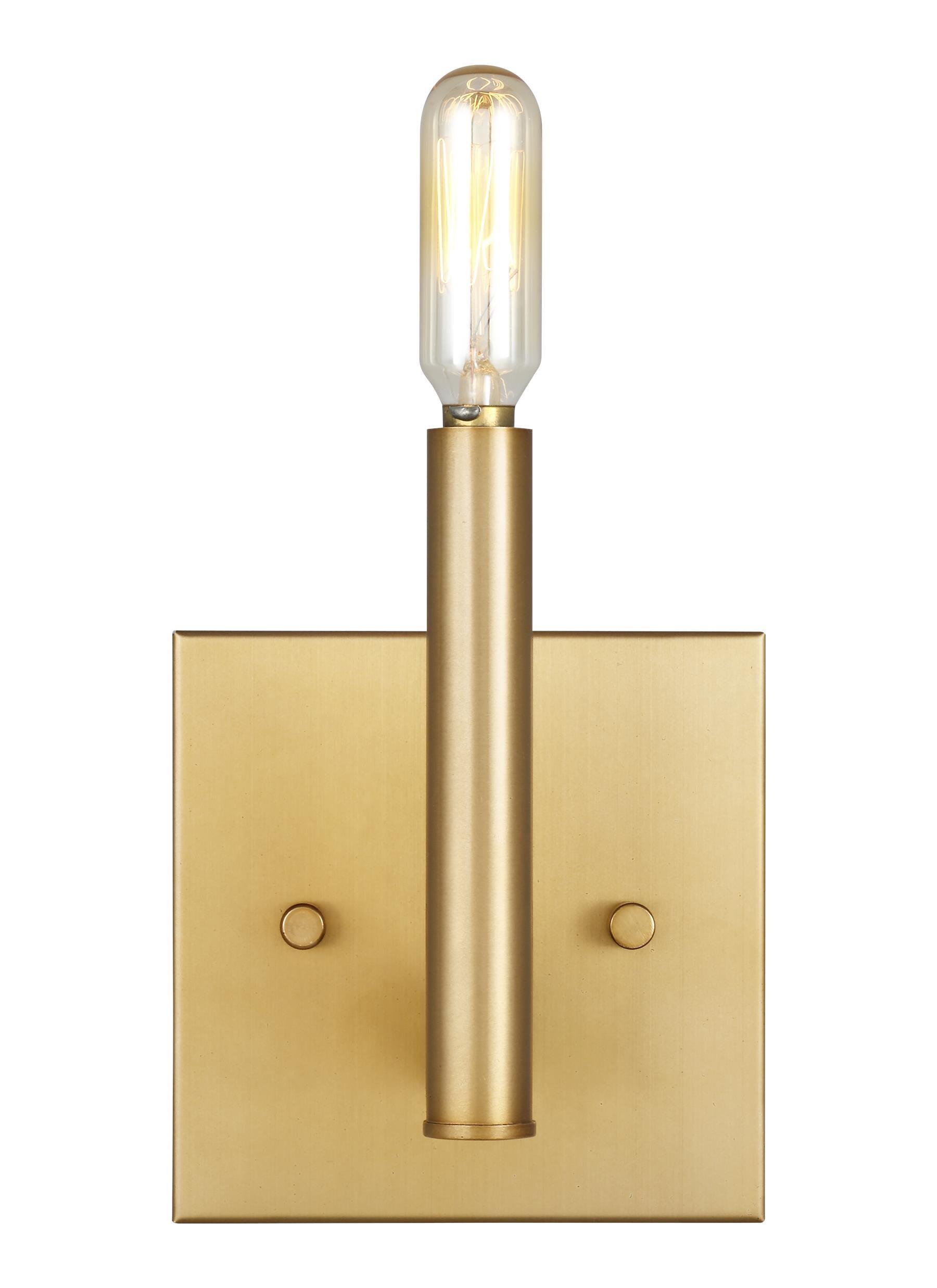 Sleek Satin Brass Outdoor Wall Sconce with Dimmable Light