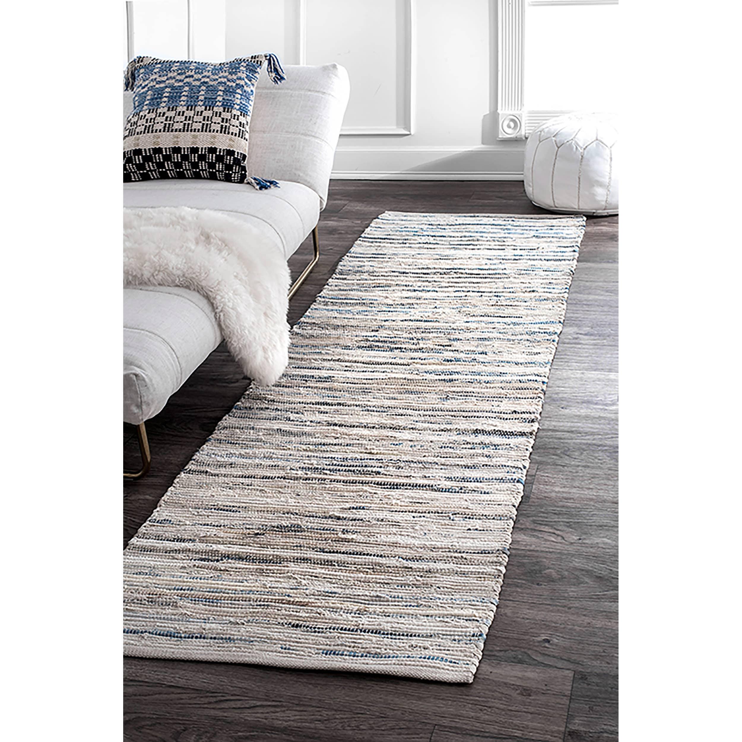 Nuloom Maile Cotton Kitchen Runner Indoor Area Rug - Hallway, Entryway, 2' 6" x 8', Blue