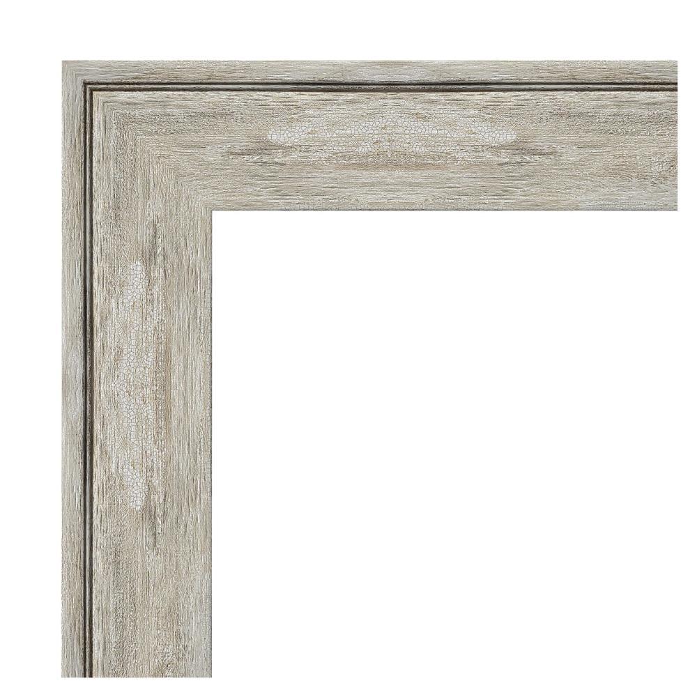 33" x 27" Crackled Framed Bathroom Vanity Wall Mirror Metallic - Amanti Art: Modern Rectangle, Beveled, No Assembly Required