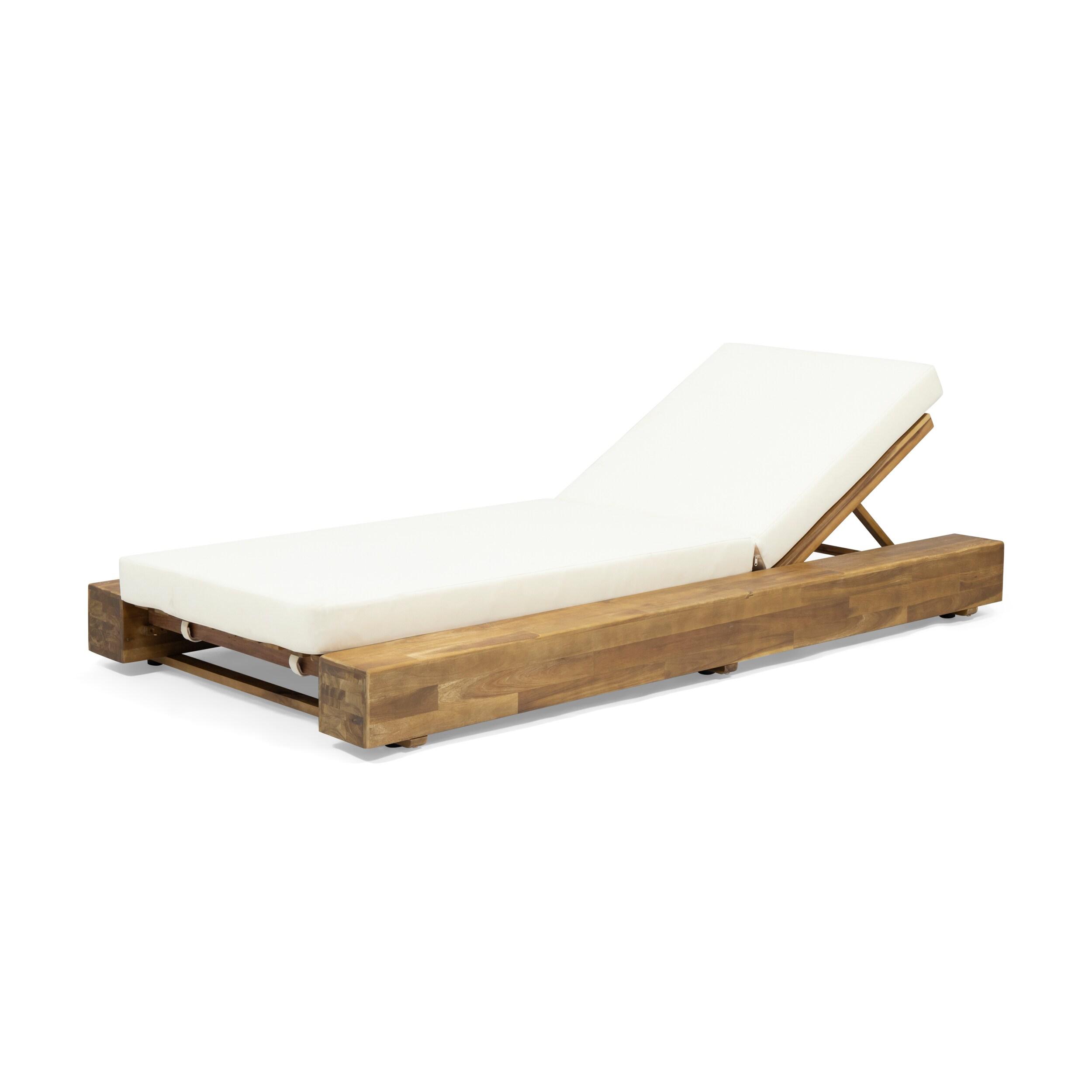 Donnie 39'' Outdoor Acacia Chaise Lounge (Set of 2)