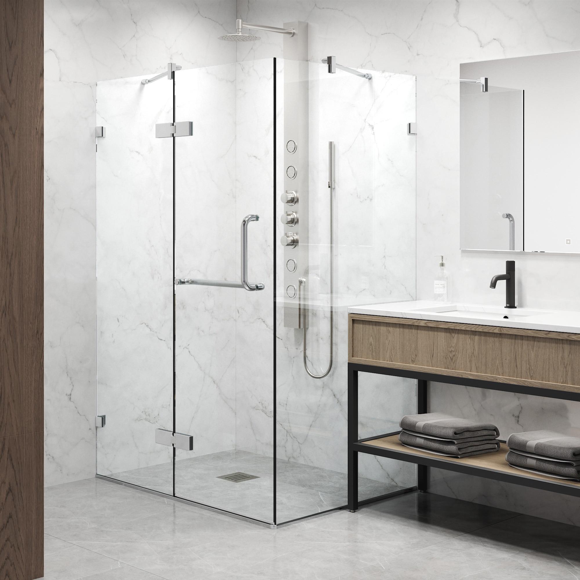 VIGO Monteray 46" W x 30" D x 73" H Hinged Frameless Shower Enclosure with 3/8  Clear Glass VG6011CHCL48