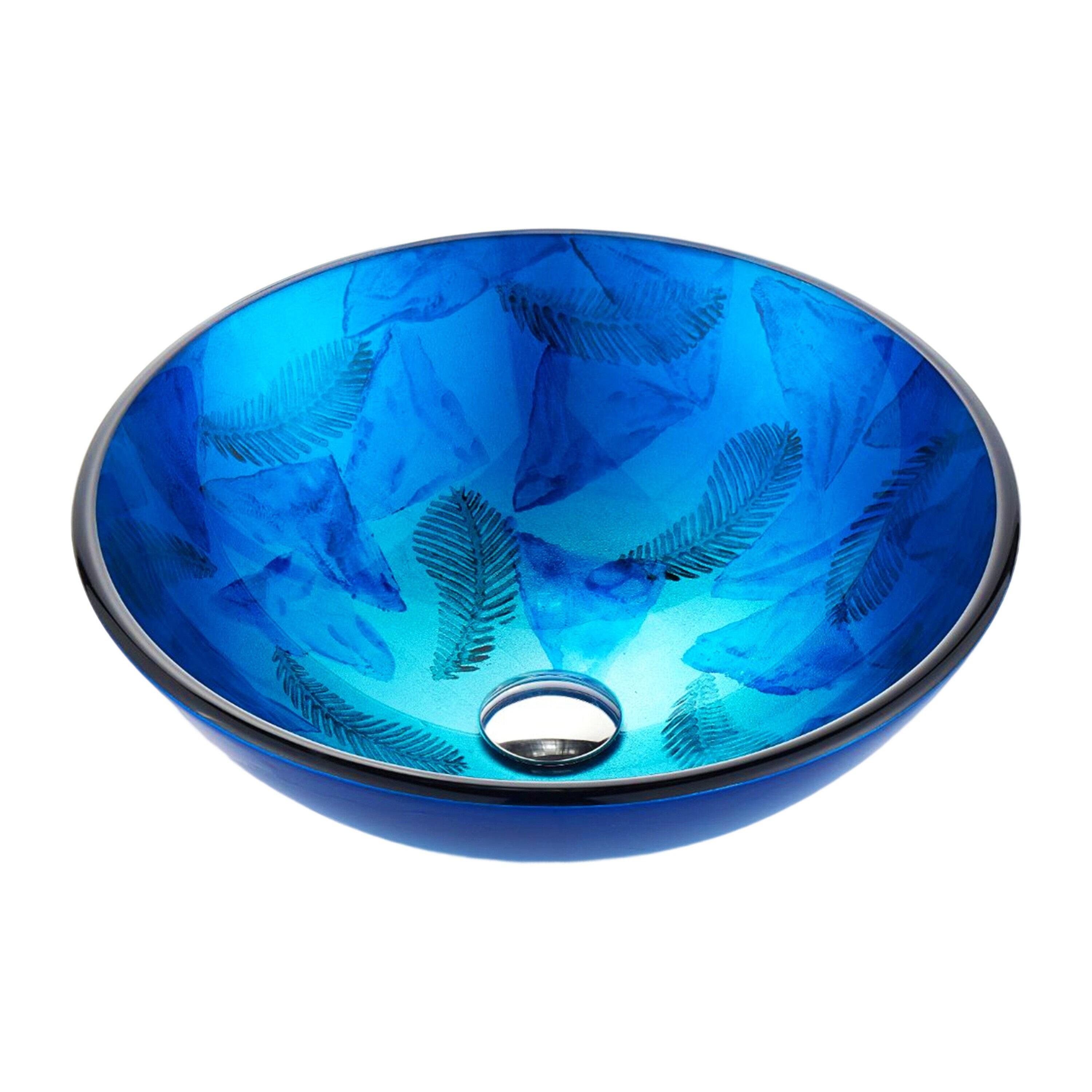 ANZZI 16.5'' Stellar Blue Glass Circular Bathroom Sink