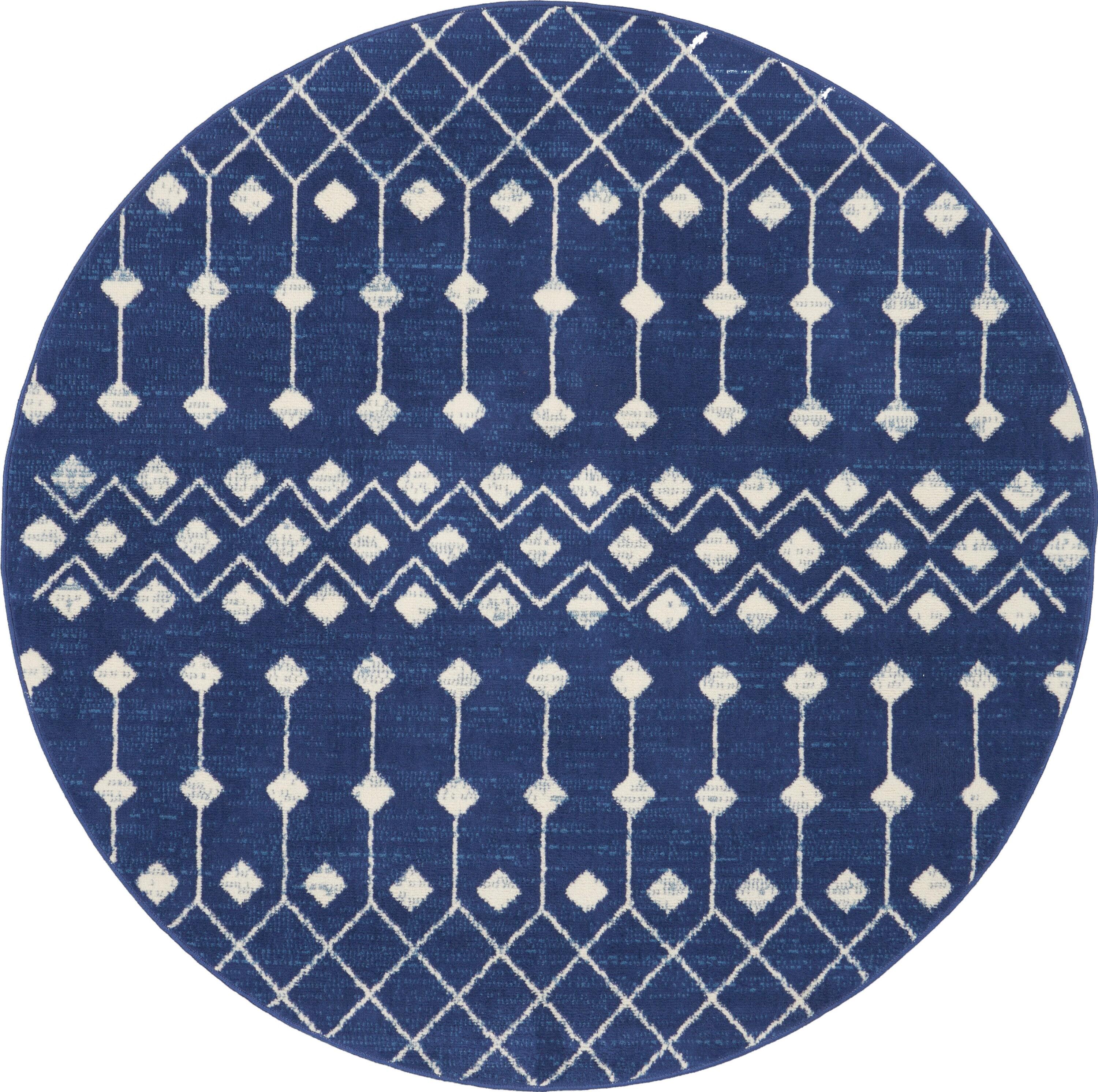 Nourison Grafix GRF37 Indoor Area Rug Navy 5'3" x ROUND