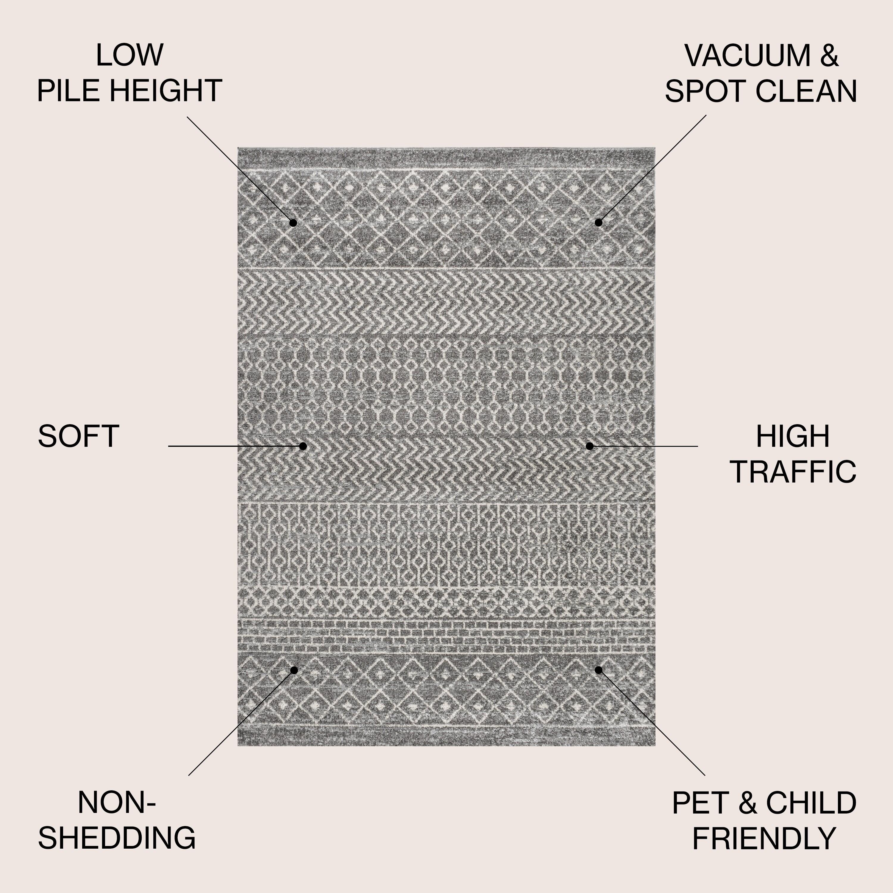 3' x 5' Arta Moroccan Modern Geometric Rug Area Rug, Gray/Cream - JONATHAN Y
