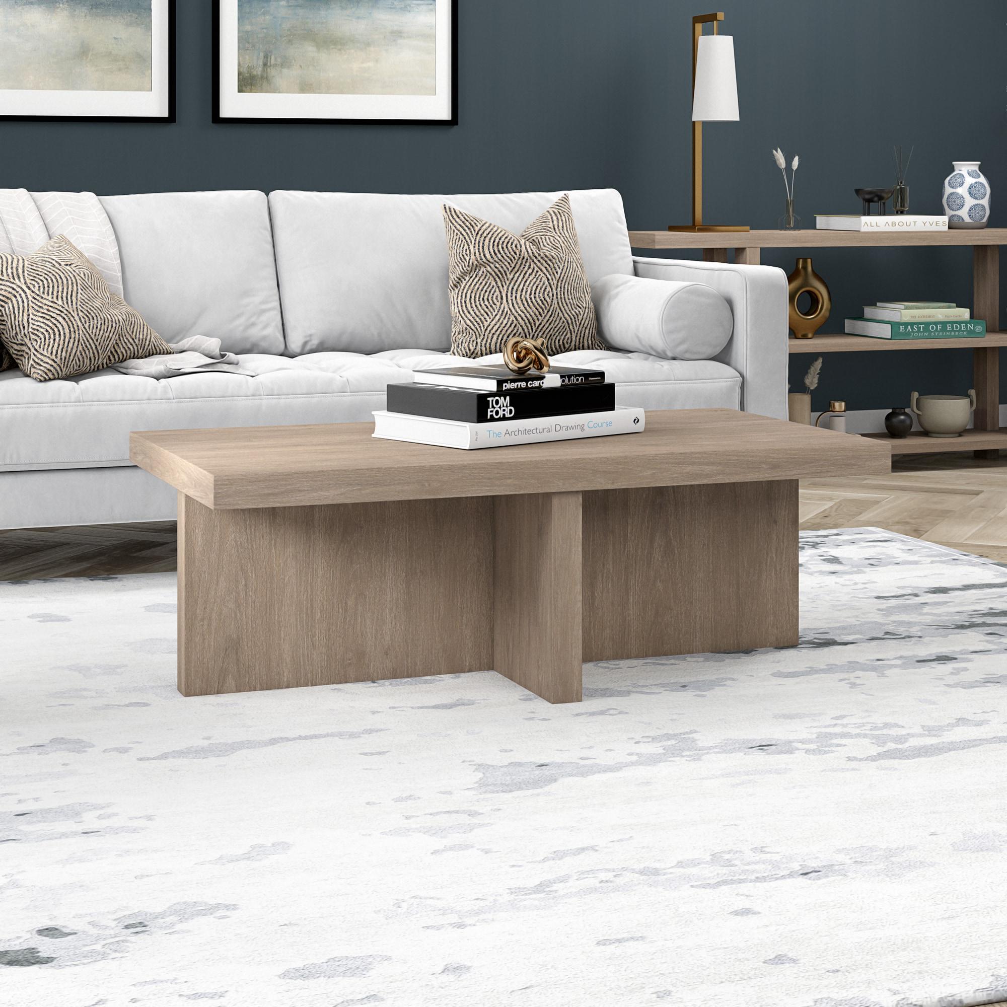 Evelyn&Zoe Contemporary Durable Rectangular Medium Density Fiberboard, Antiqued Gray Oak