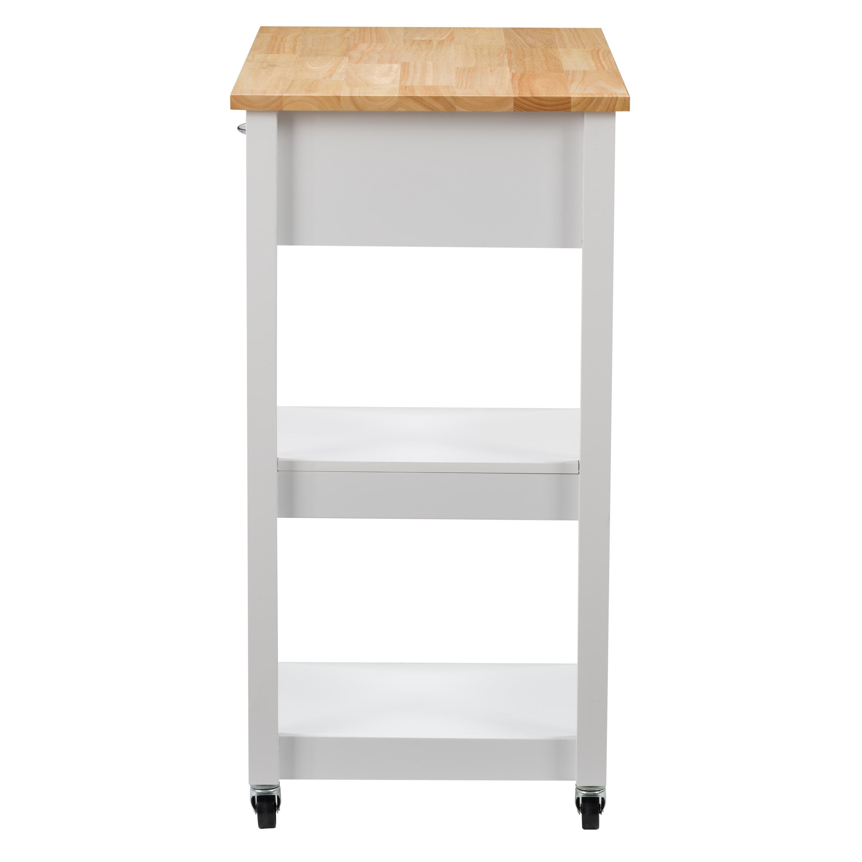 Sage Wood Kitchen Cart with Cupboard White - CorLiving