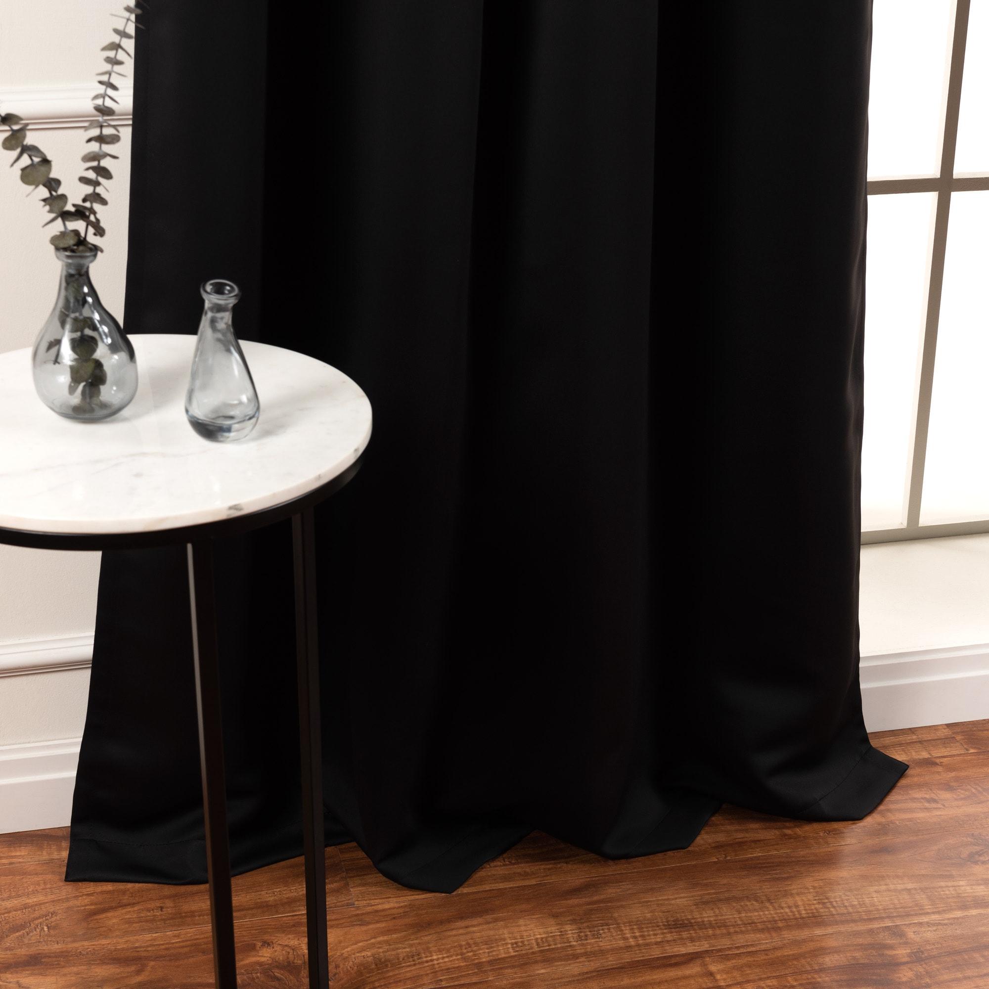 Quality Home Wide Basic Bronze Grommet Blackout Curtain - Black - 80"W X 96"L (Single Panel)