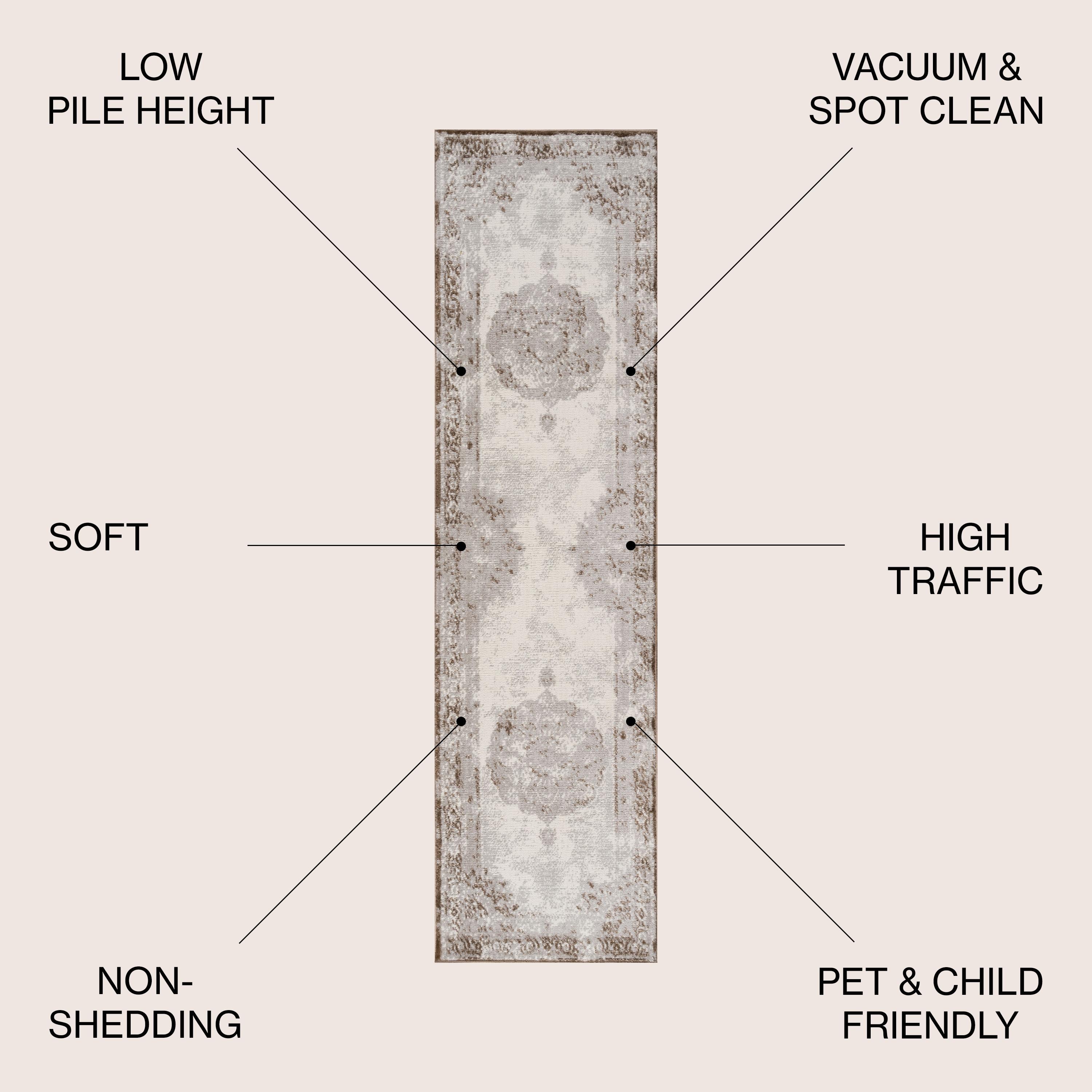 2'x8' Rosalia Cottage Medallion Runner Rug, Brown/Cream - JONATHAN Y