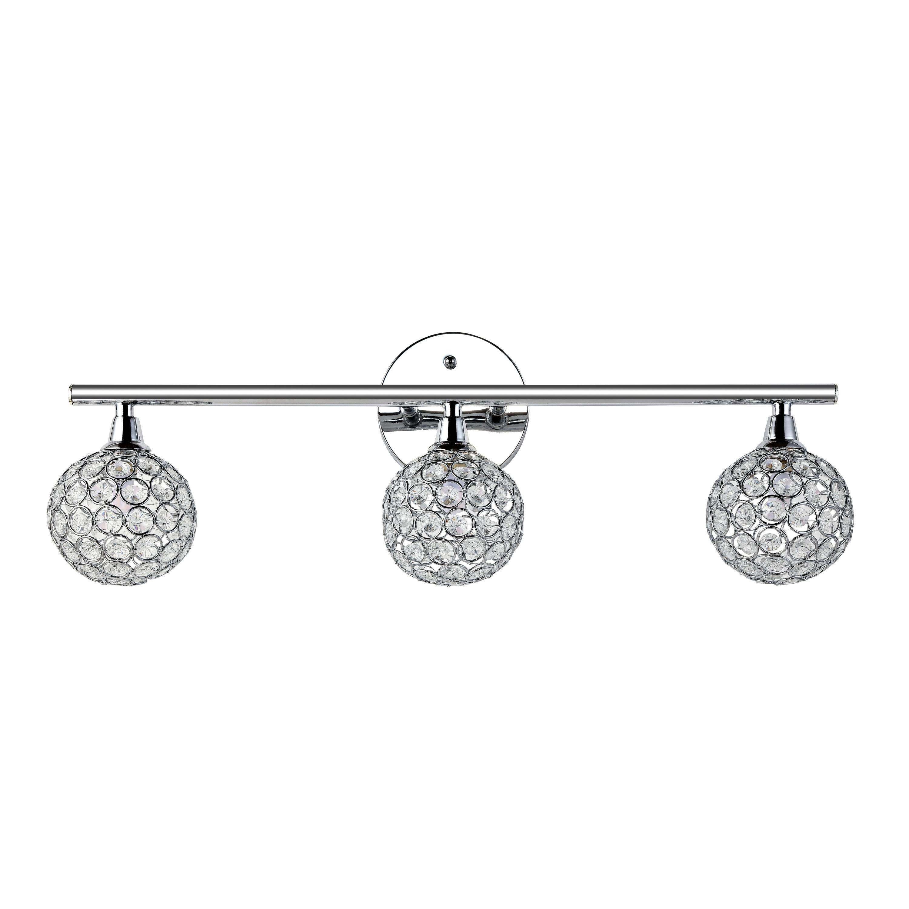 JONATHAN Y Maeve 23" 3-Light Iron/Glass Contemporary Glam LED Vanity Light, Chrome