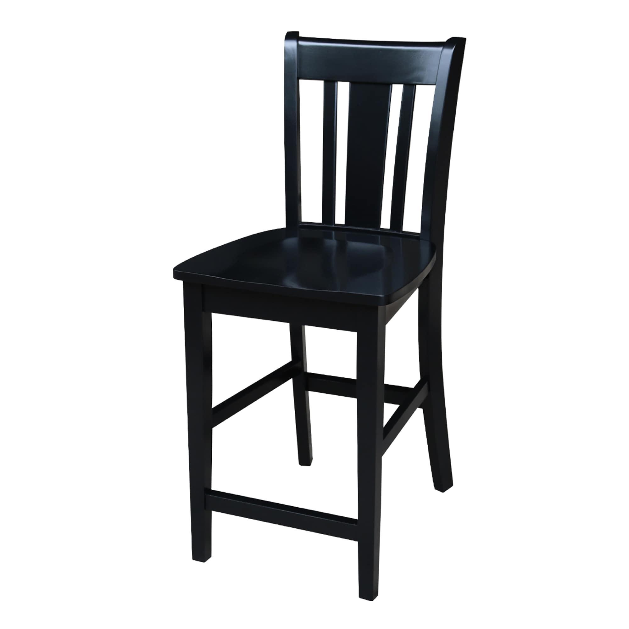 24" San Remo Counter Height Barstool Black - International Concepts: Solid Wood, Traditional Square Design, Durable Parawood