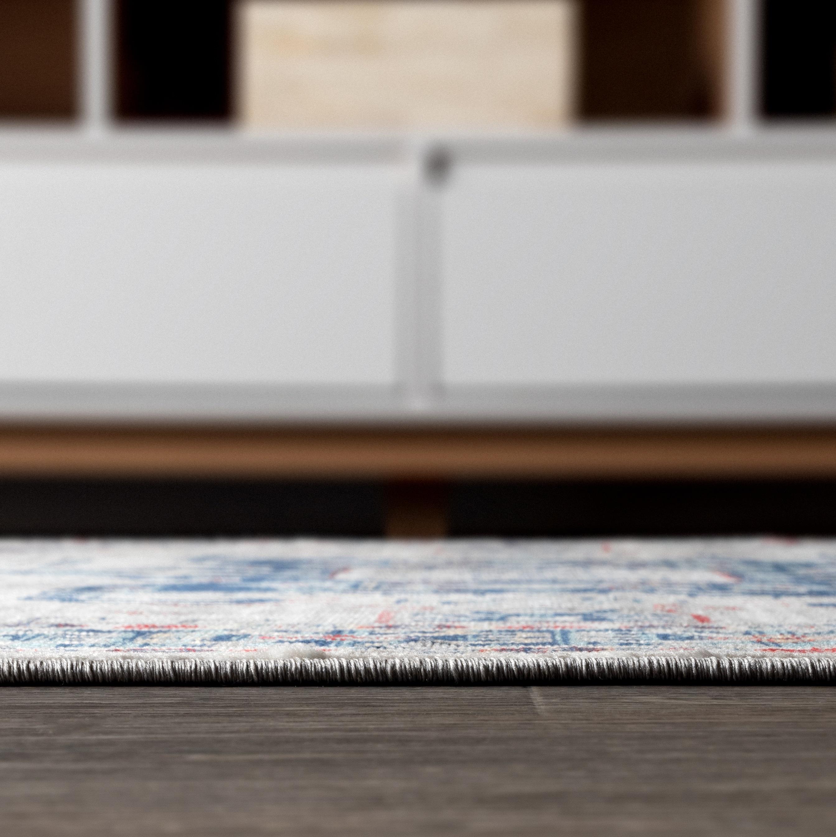 JONATHAN Y MDP108A-8 Modern Persian Vintage Medallion Blue/Light Grey 8 ft. x 10 ft. Area Rug, Country Floral, Pet Friendly, Stain Resistant, Easy to Clean, for Living Room; Kitchen, Bedroom
