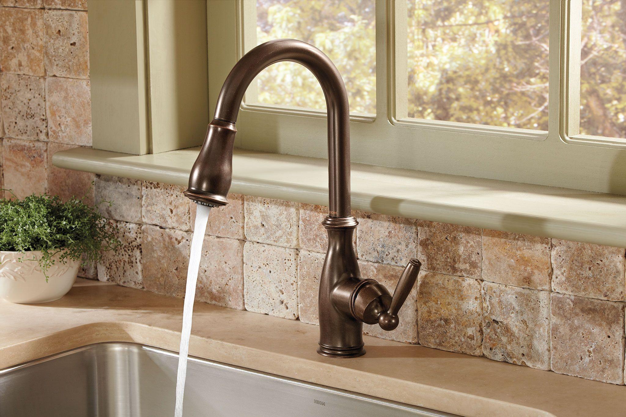 Brantford Pull Out Single Handle Kitchen Faucet with PowerBoost and Reflex