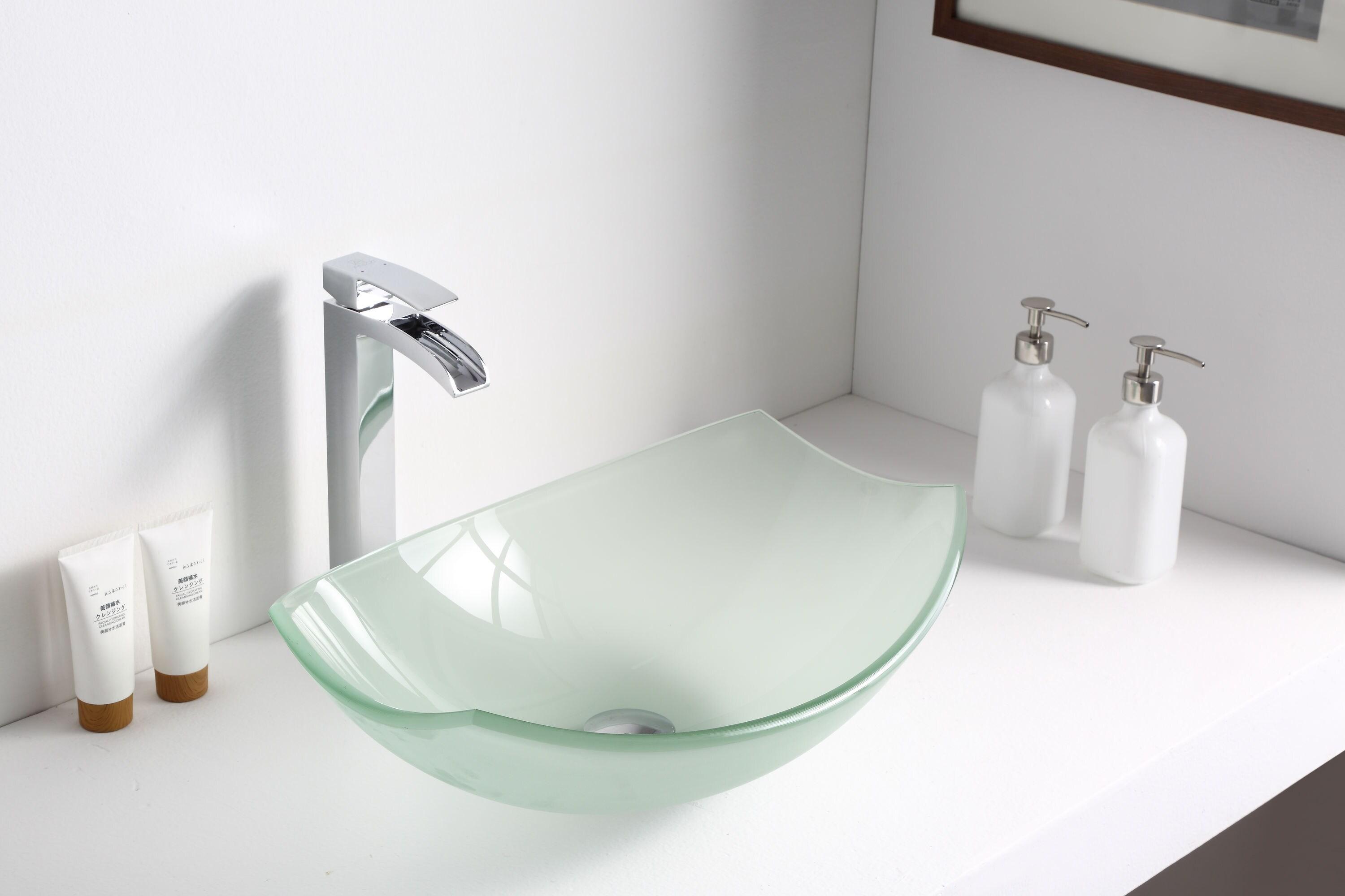 ANZZI Pendant 14.6'' Clear Tempered Glass Specialty Bathroom Sink