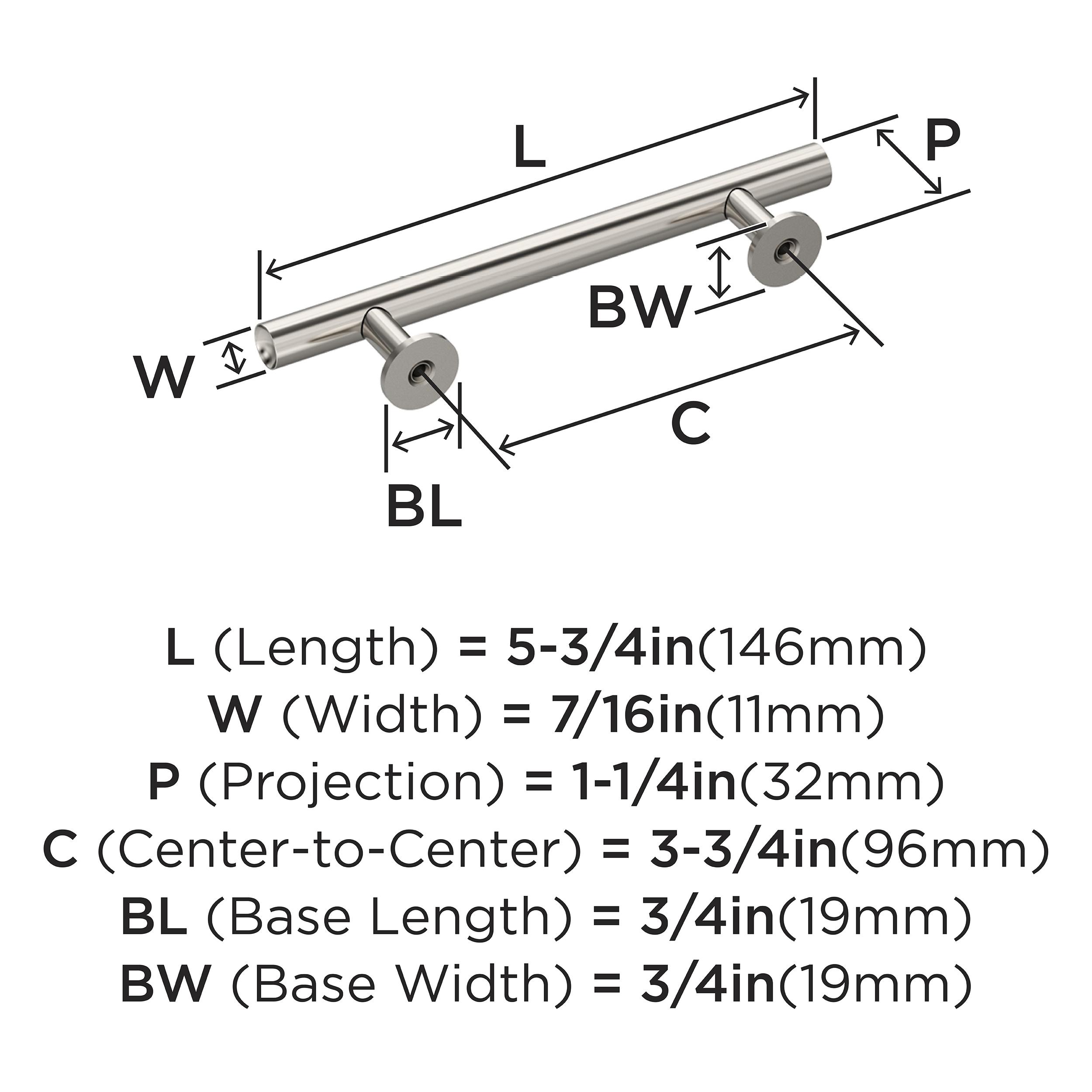 Amerock Radius 3-3/4 inch (96mm) Center-to-Center Polished Nickel Cabinet Pull