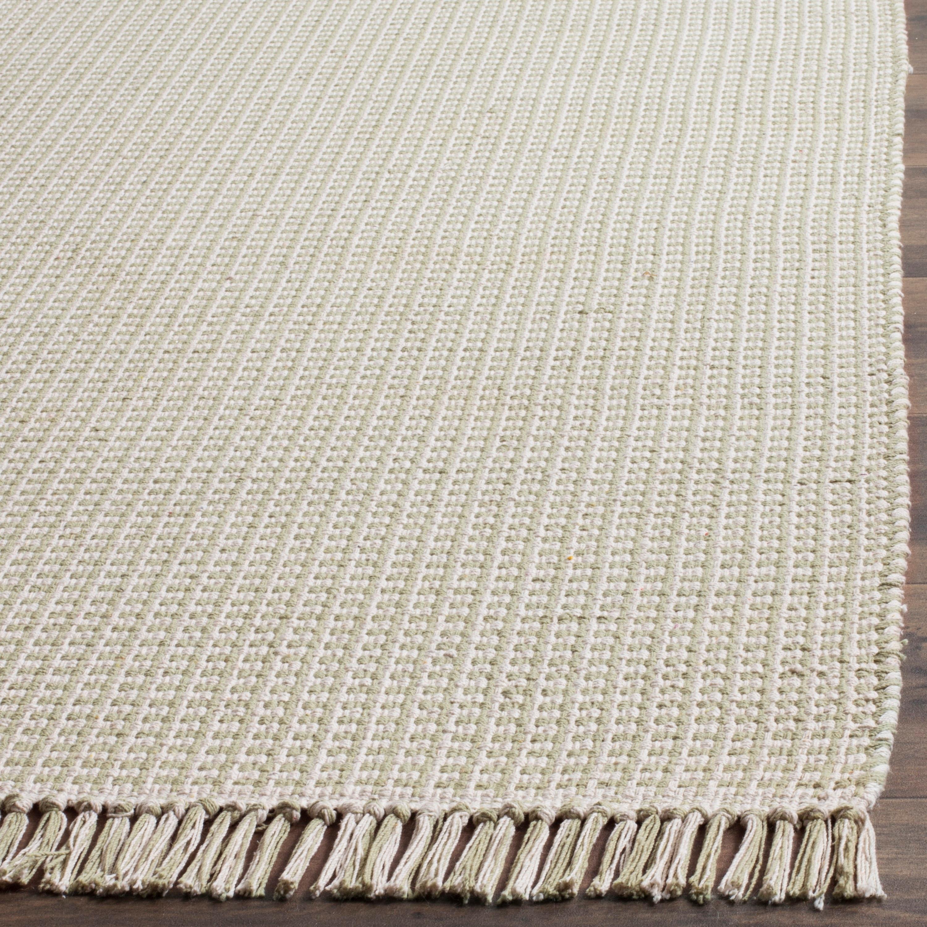 SAFAVIEH Montauk Patton Geometric Cotton Area Rug, Ivory/Green, 4' x 4' Square